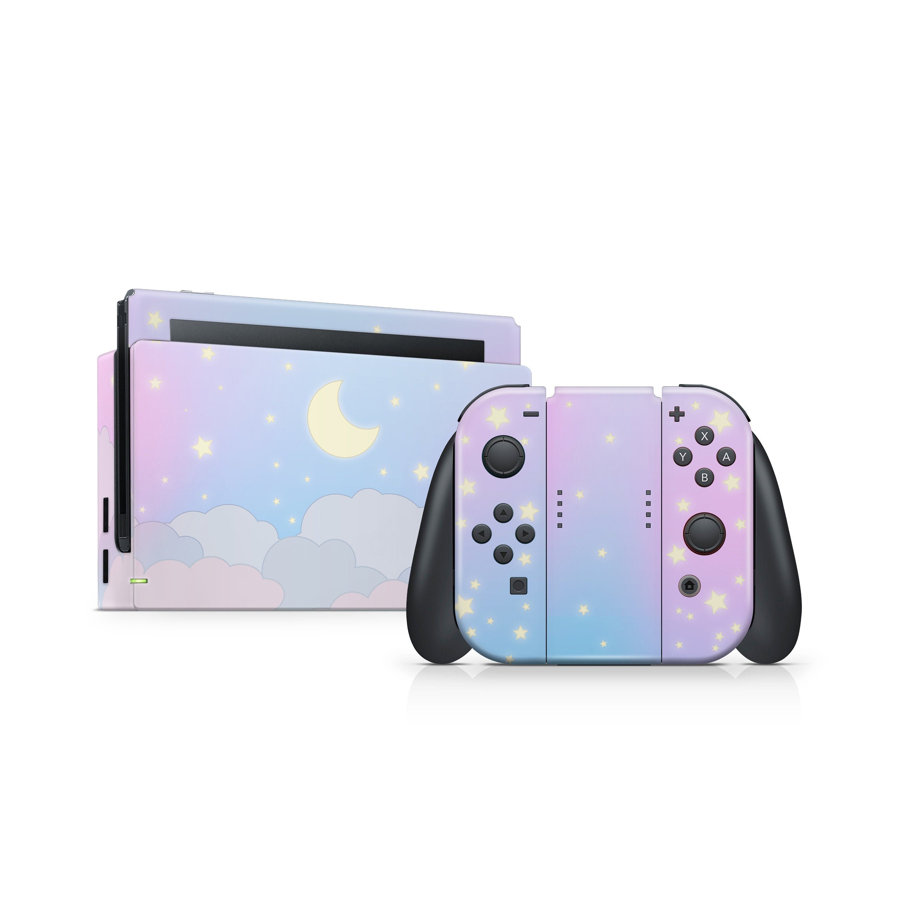 nintendo switches skin Clouds, Pastel Starry blue Sky switch skin moon Full wrap 3m