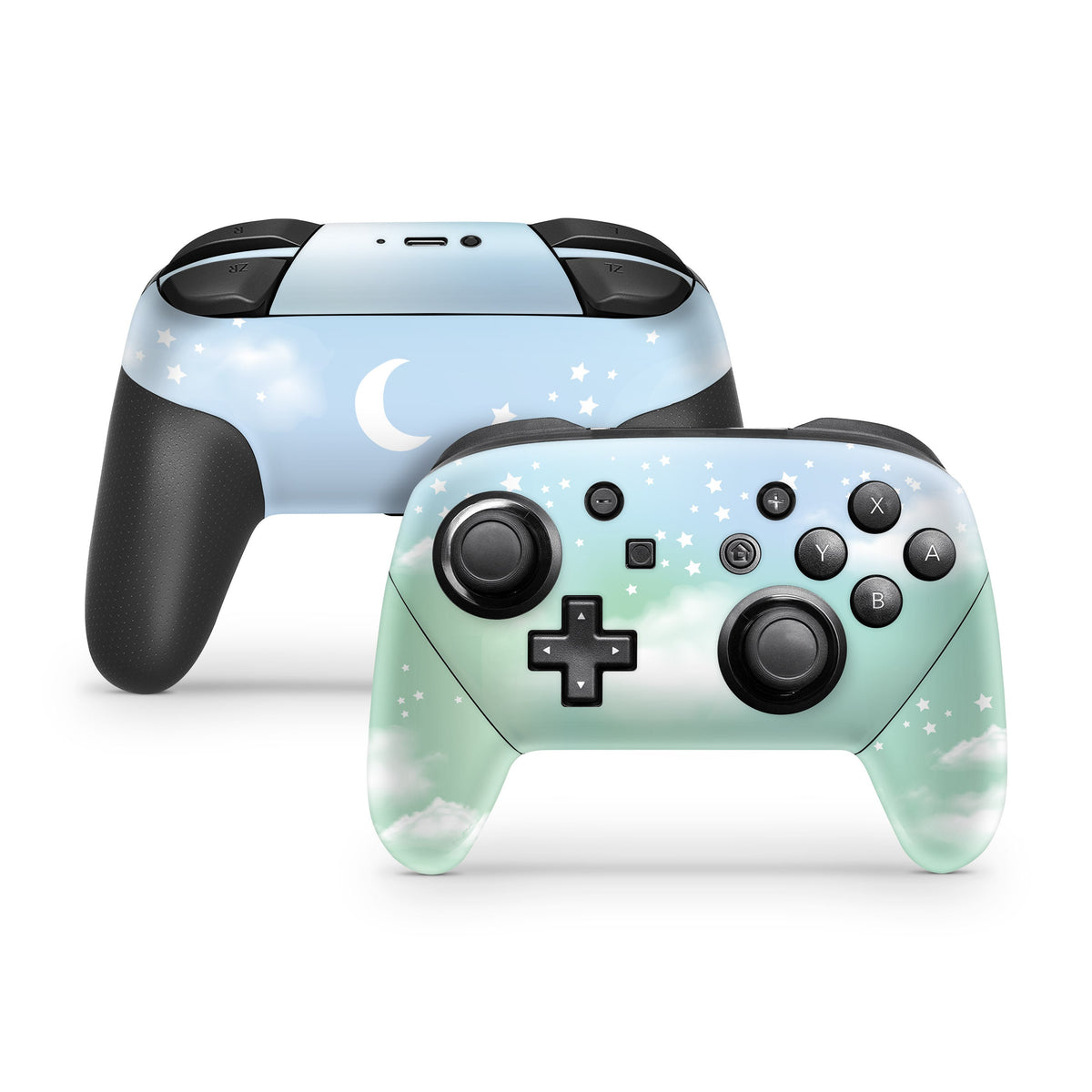 Nintendo Switch Pro Controller Skin, Green pastel Clouds pro controller Full cover 3m