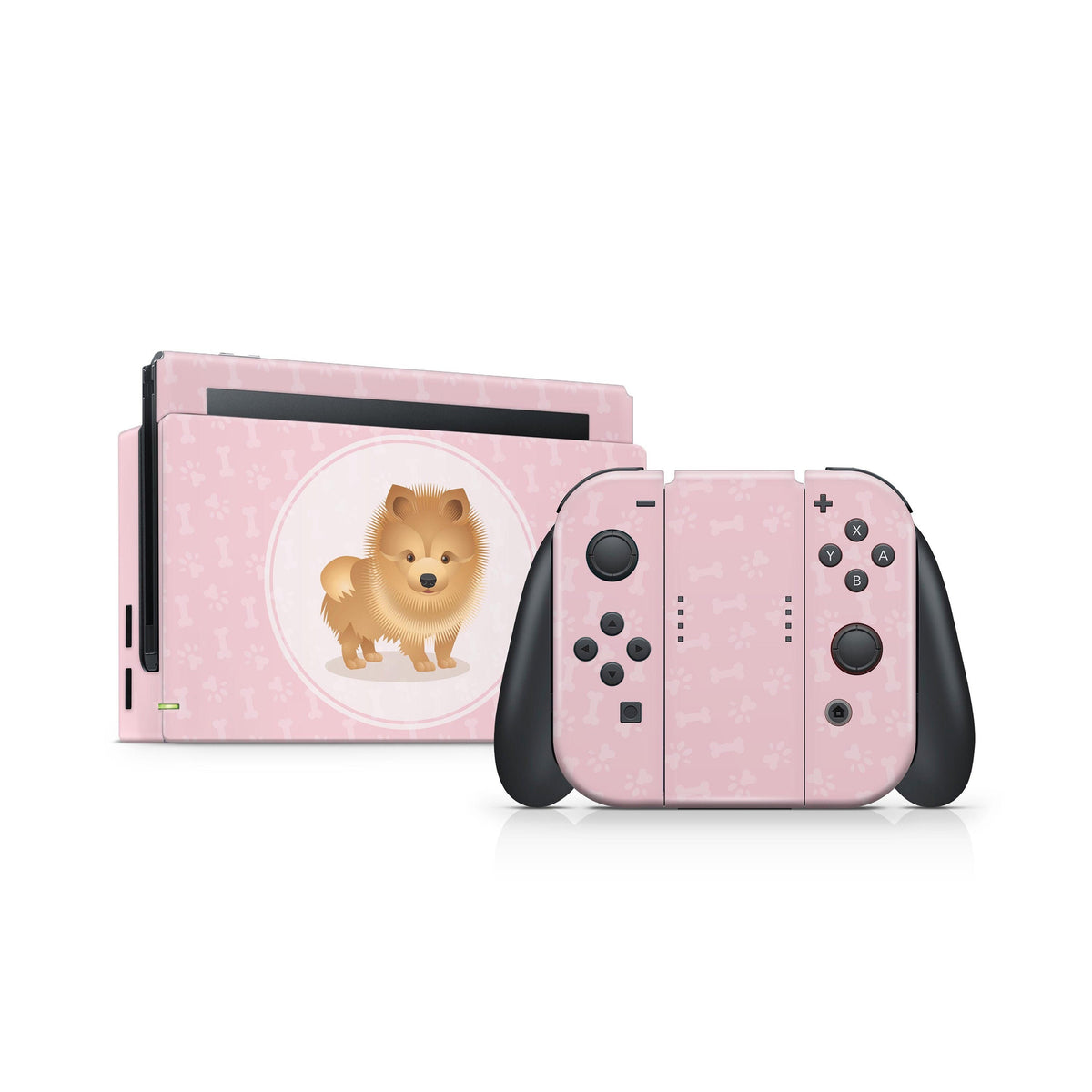 Pastel pink nintendo switches skin, Cute puppy dog switch skin, Pet skin Full wrap 3m