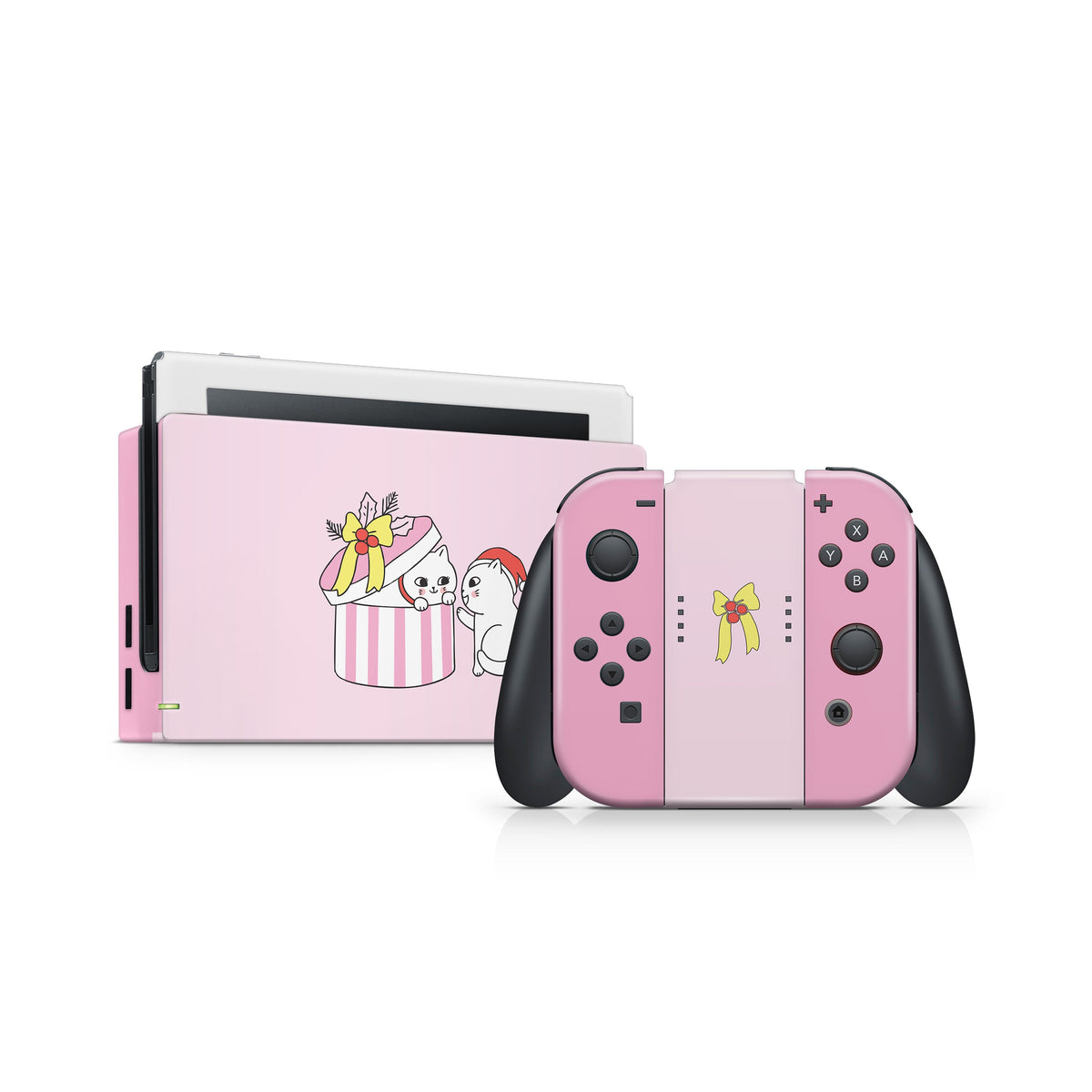 TACKY DESIGN Kawaii Christmas Nintendo Switch Skin Wrap | Pink 3M Vinyl Full Cover