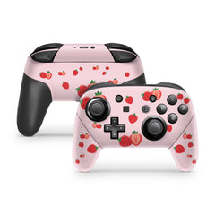 Nintendo Switch Pro Controller Skin pink, Cute strawberry pro controller Full cover 3m