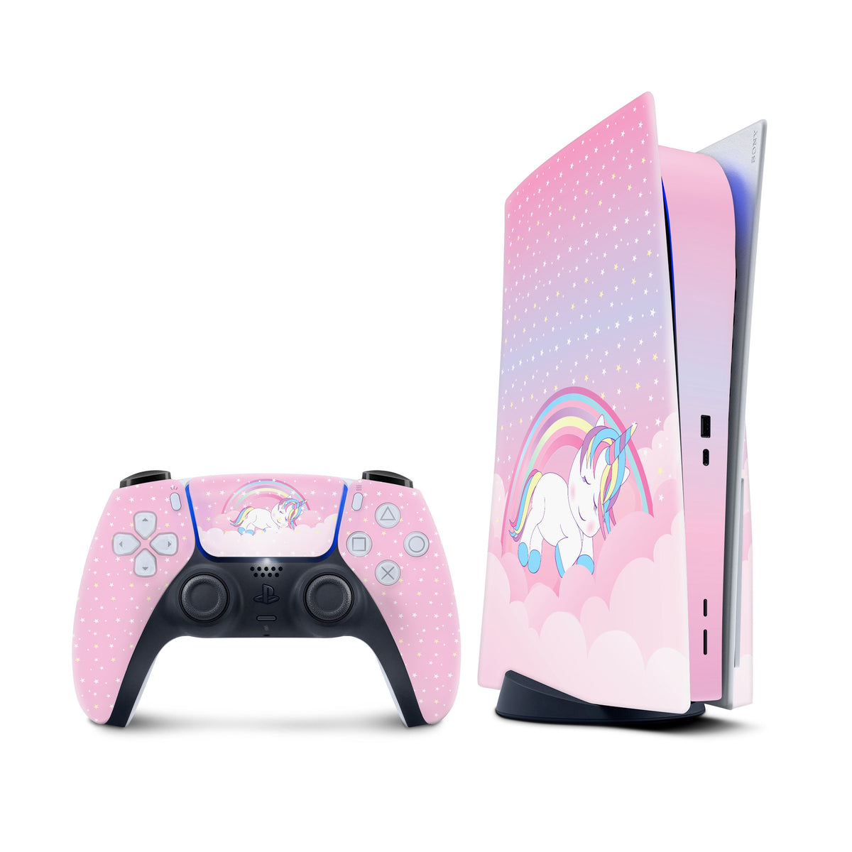 Unicorn Ps5 skin, Sony Playstation 5 controller skin pink, Vinyl 3m stickers moon Full wrap cover