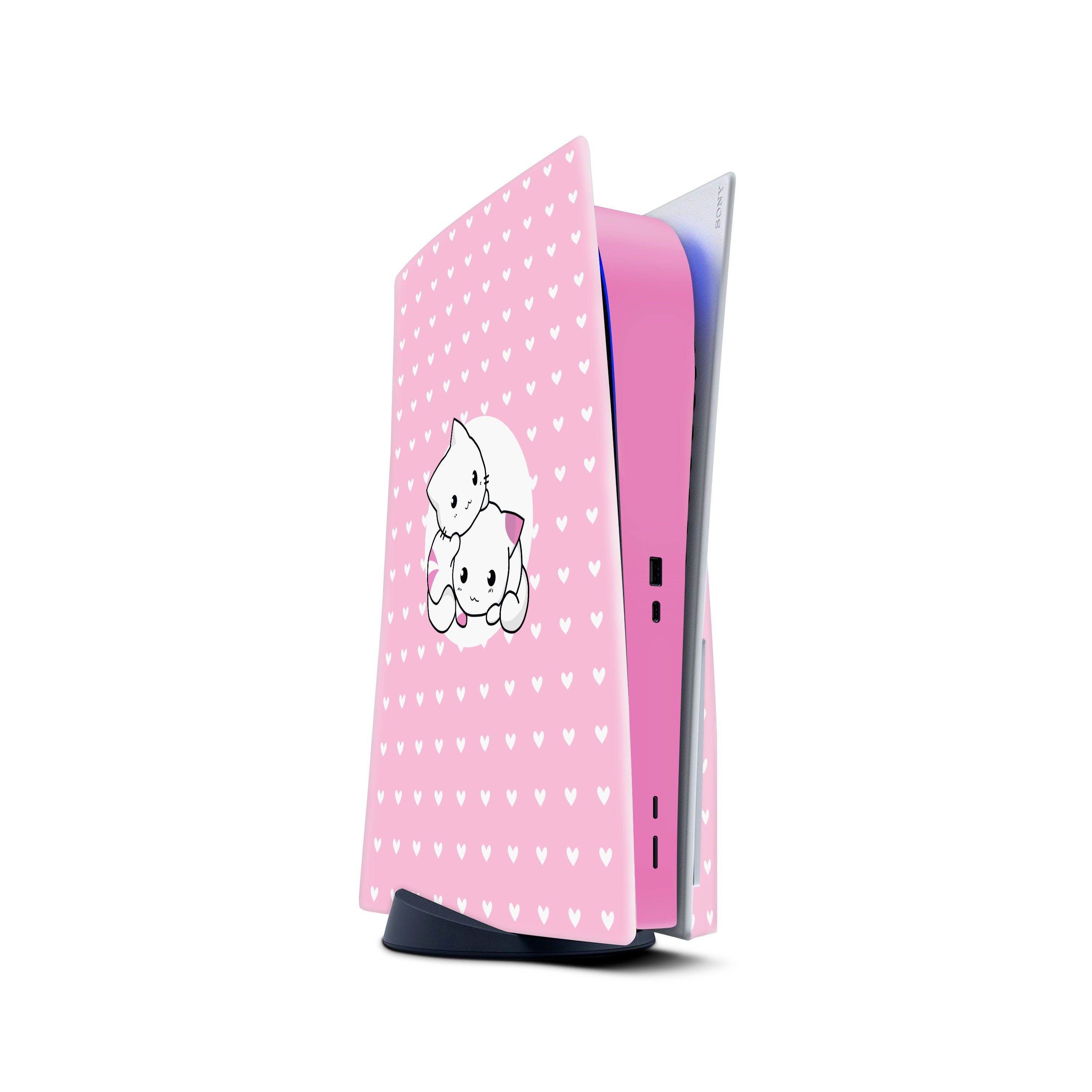 Pastel Pink Ps5 skin Cats, Playstation 5 controller skin Kawaii, Pink Vinyl 3m stickers Full wrap cover