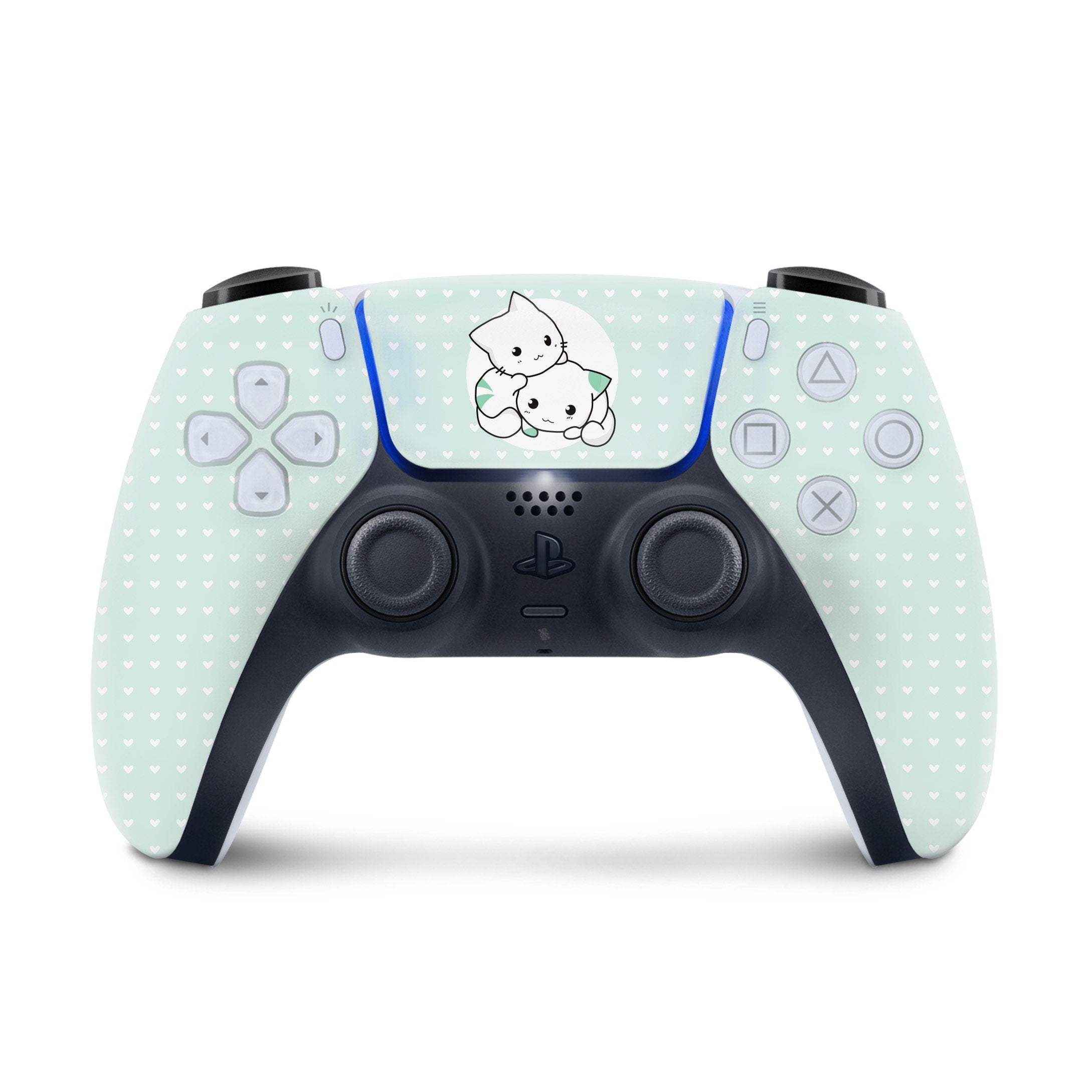 Ps5 skin Cats, Playstation 5 controller skin Kawaii, Green Vinyl 3m stickers Full wrap cover