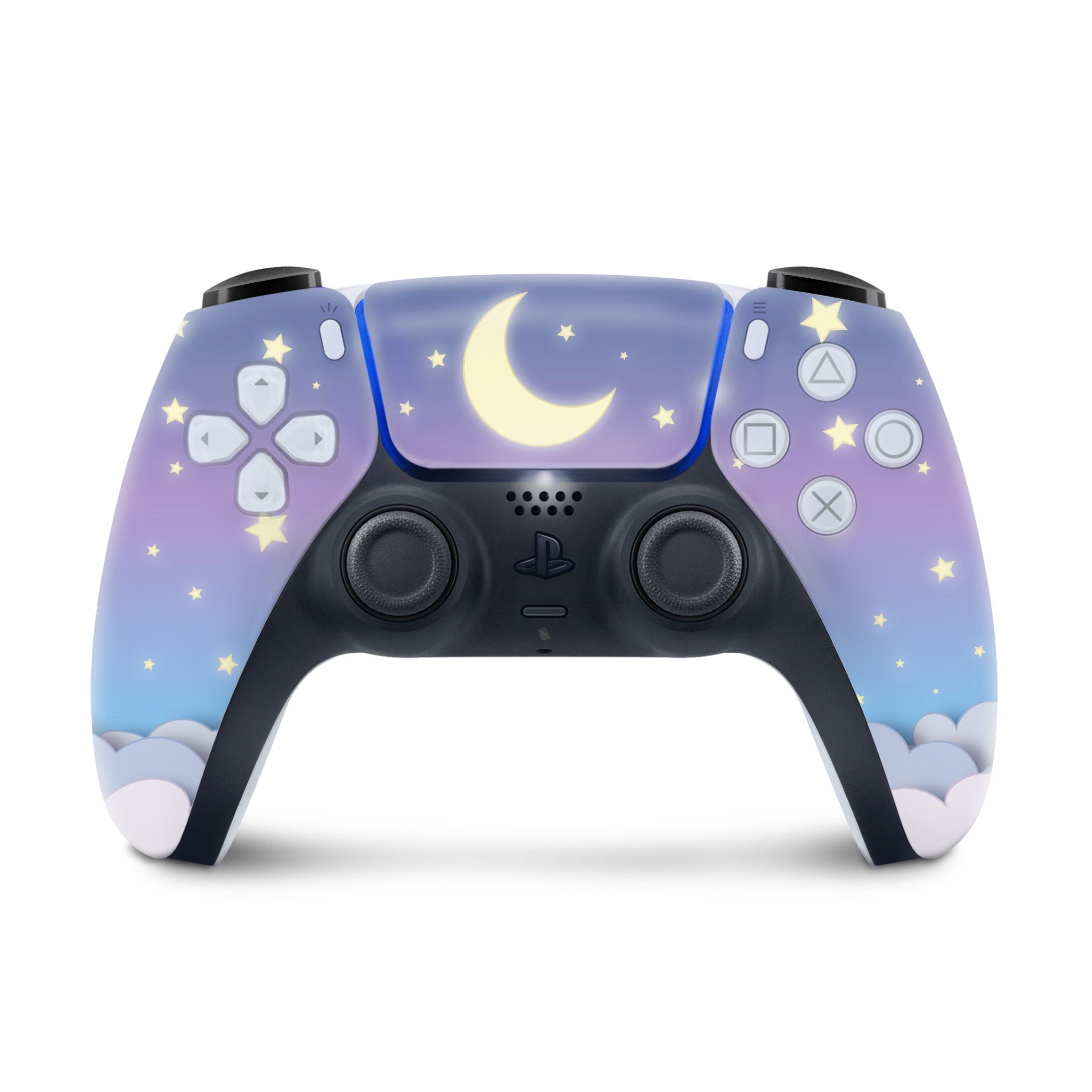 Purple Ps5 skin Clouds, Sony Playstation 5 controller skin Moon, Vinyl 3m stickers Full wrap cover