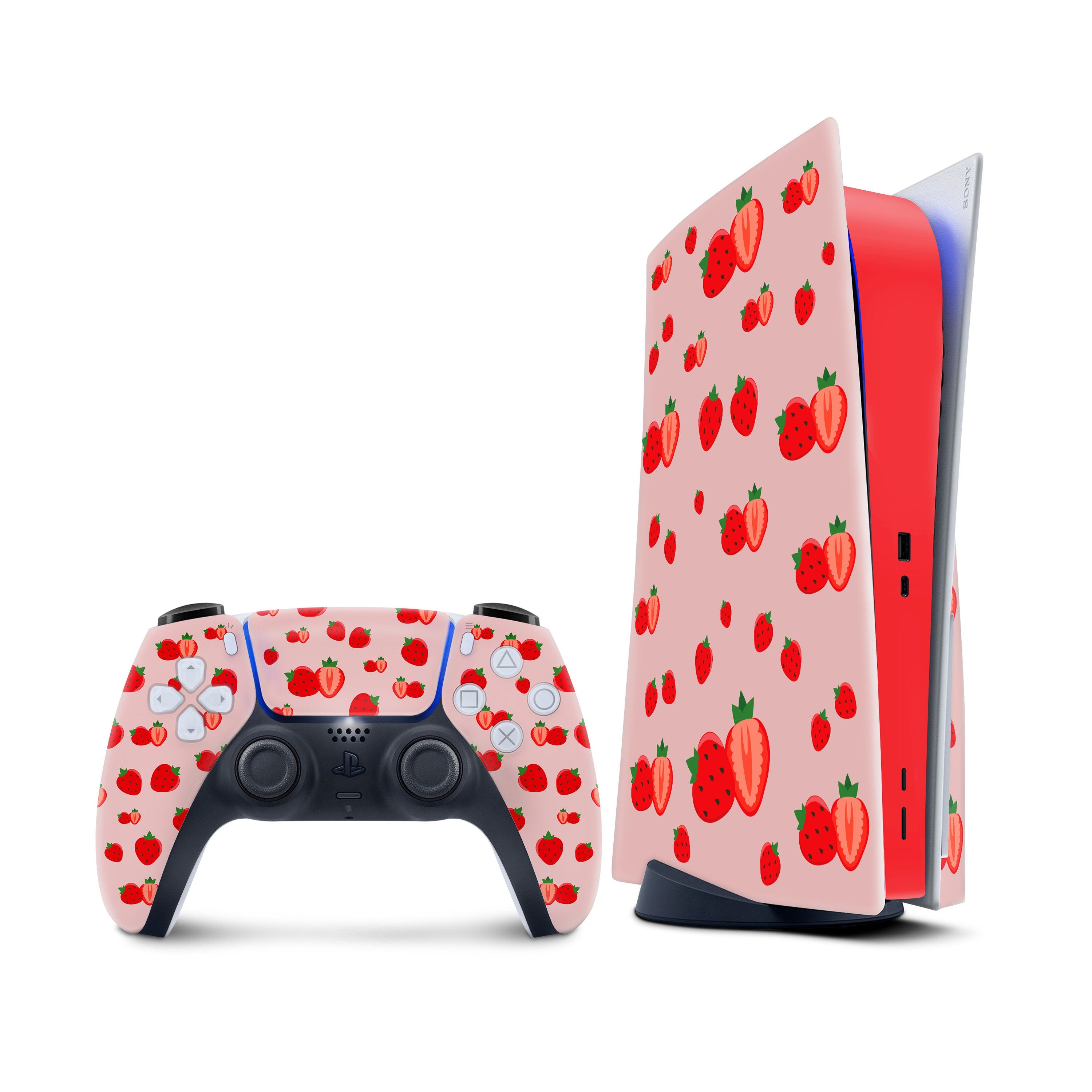 TACKY DESIGN PS5 Strawberry Skin for PlayStation 5 Console and 2  Controllers, Kawaii skin Vinyl 3M Decal Stickers Full wrap Cover (Disk  Edition)