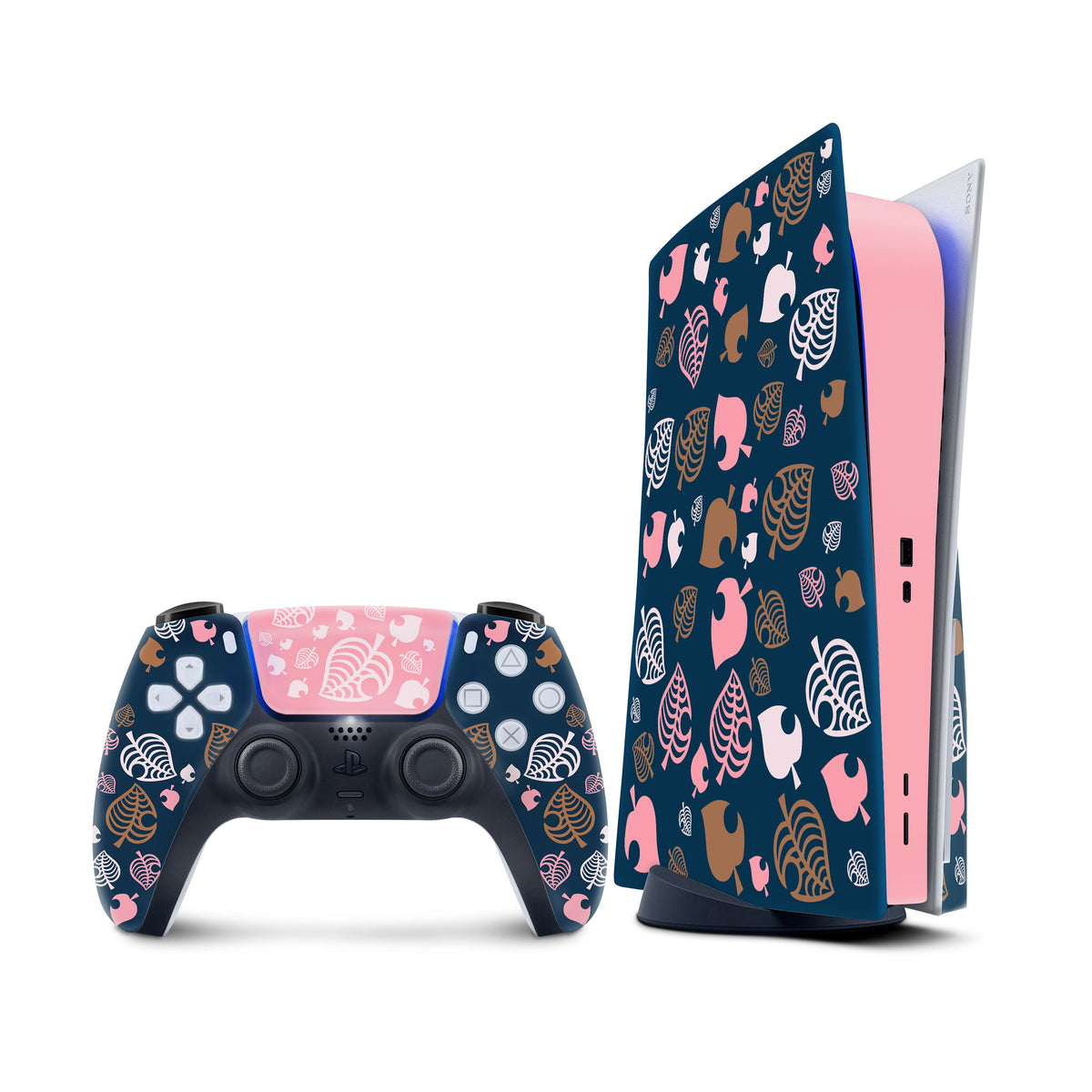 Blue ps5 skin, Playstation 5 controller skin Colored leaves, Vinyl 3m stickers Full wrap cover