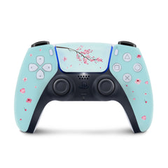 pastel Ps5 skin Sakura, Playstation 5 controller skin Blossom, Blue Vinyl 3m stickers Full wrap cover