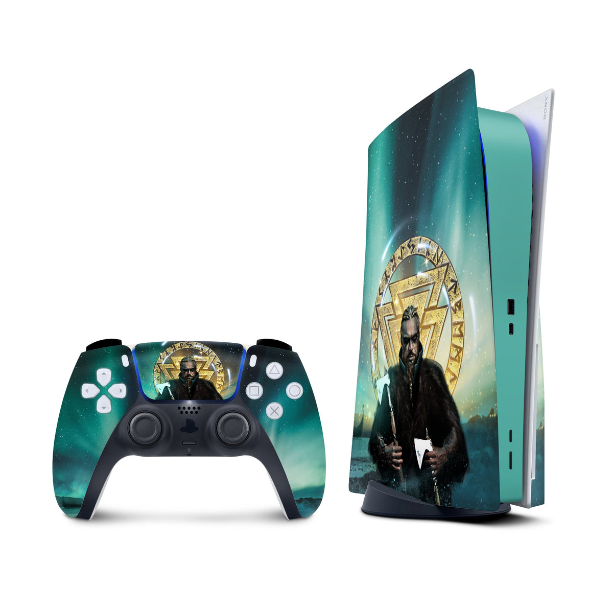 Ps5 skin Vikings, Turquoise Playstation 5 controller skin Assassin, Vinyl 3m stickers Full wrap cover