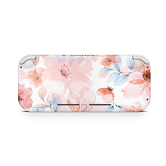 Nintendo switch Lite skin pink watercolor, Flowers switch lite skin pastel Full cover 3m