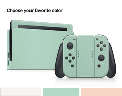 Nintendo Switches skin Pastel solid color, switch skin Green, peach and off-white Full cover 3m