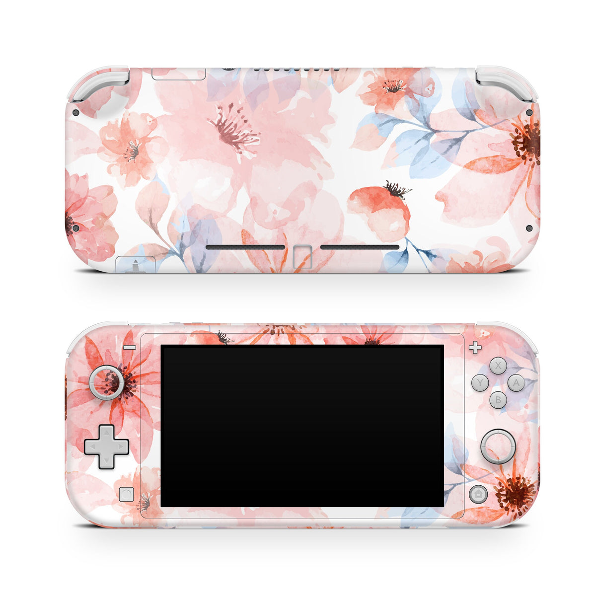 Nintendo switch Lite skin pink watercolor, Flowers switch lite skin pastel Full cover 3m