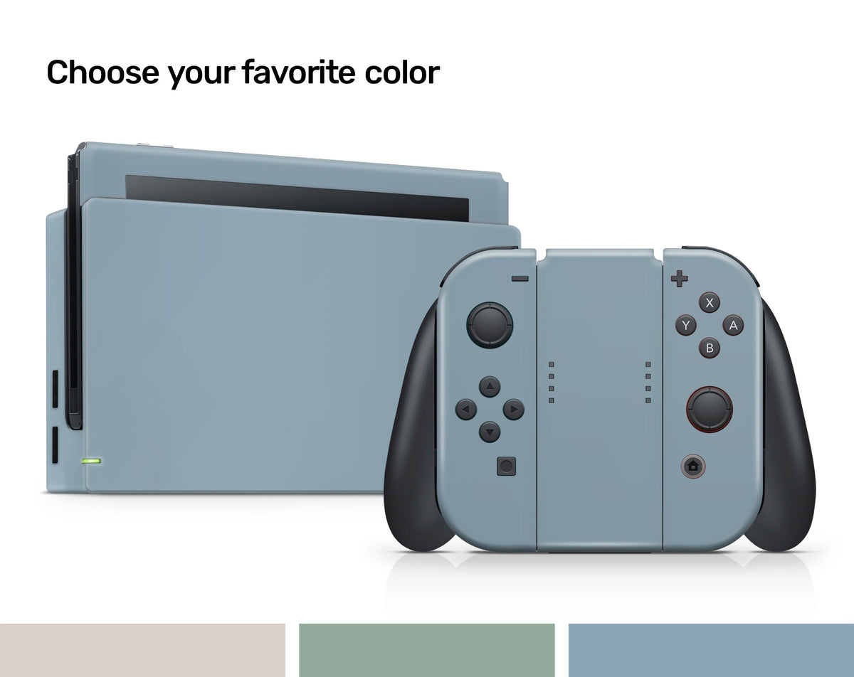 Nintendo Switches skin Pastel solid color, switch skin Blue, Green and Off-white Full cover 3m