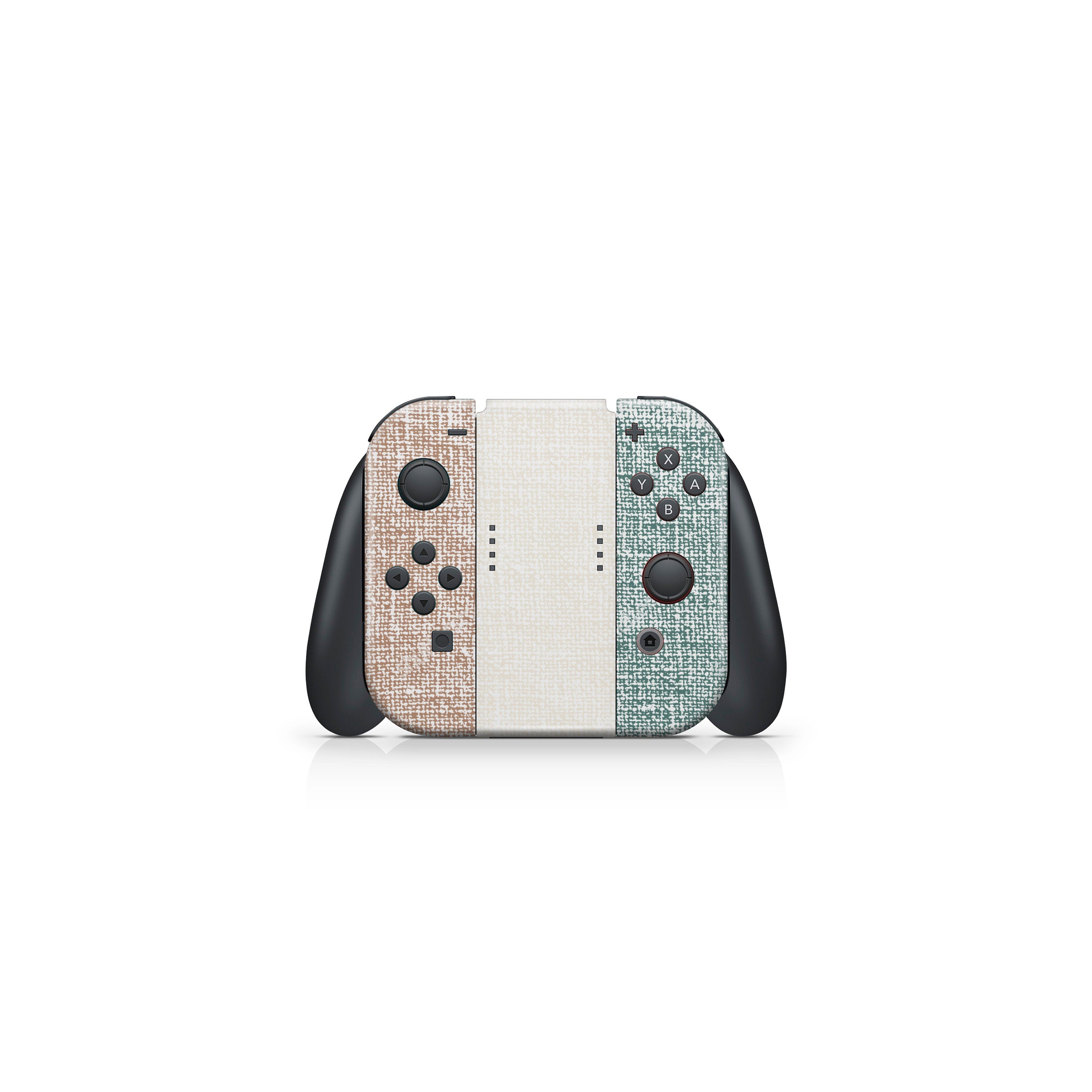 Retro Pastel nintendo switches skin ,Fabric texture Colorwave switch skin Green & brown Color Blocking skin Full cover 3m