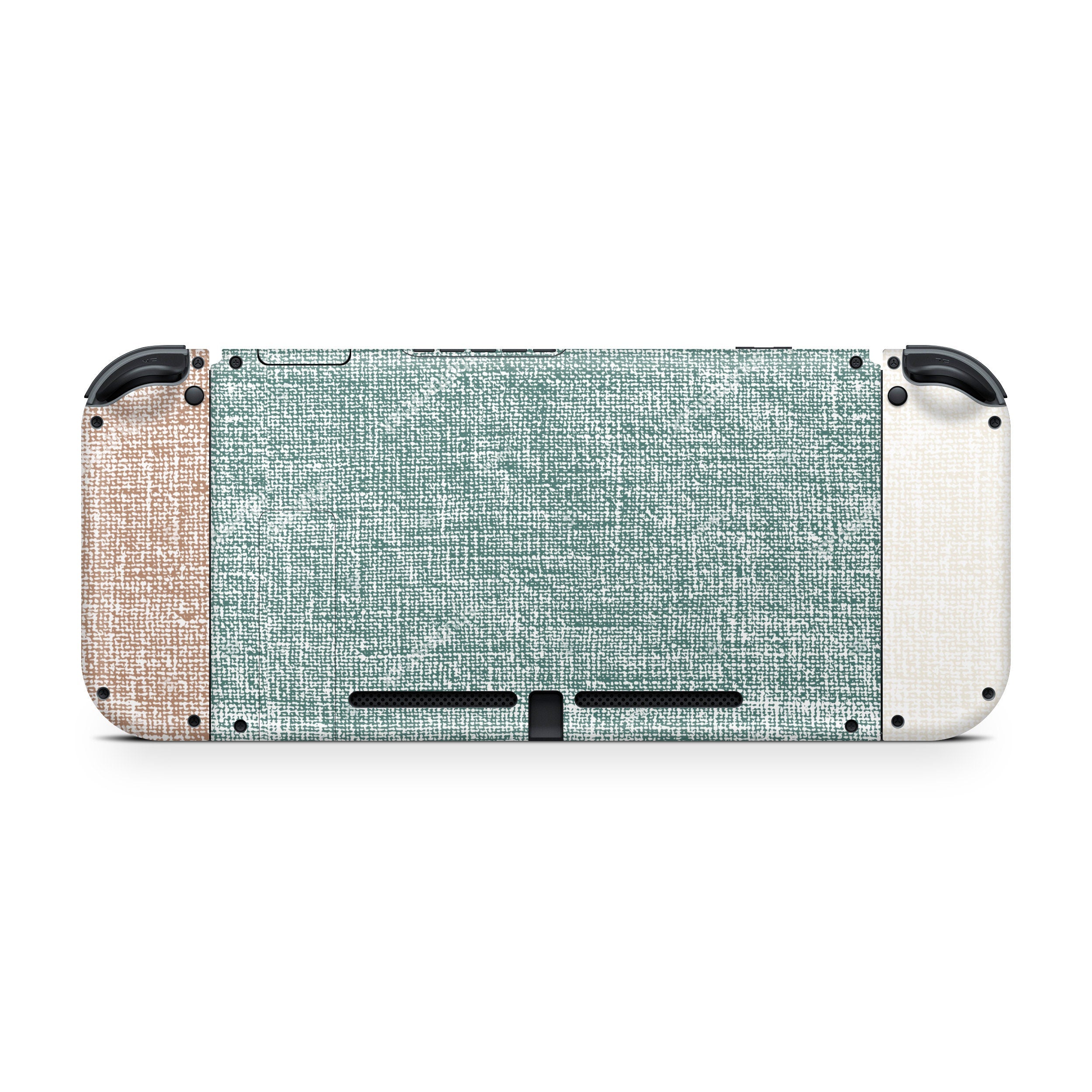 Retro Pastel nintendo switches skin ,Fabric texture Colorwave switch skin Green & brown Color Blocking skin Full cover 3m