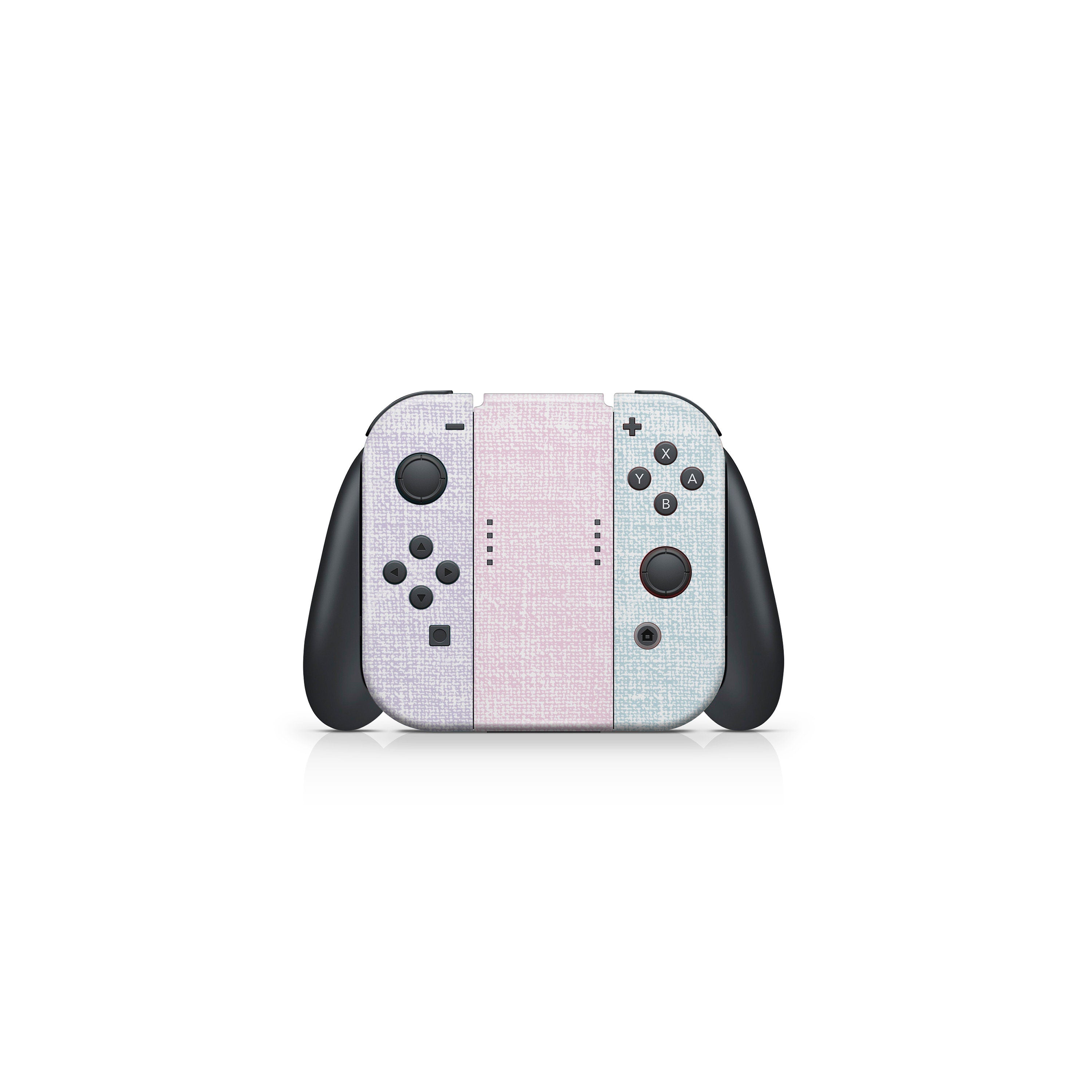 Retro Pastel nintendo switches skin ,Fabric texture Colorwave switch skin Blue & Pink Color Blocking skin Full cover 3m