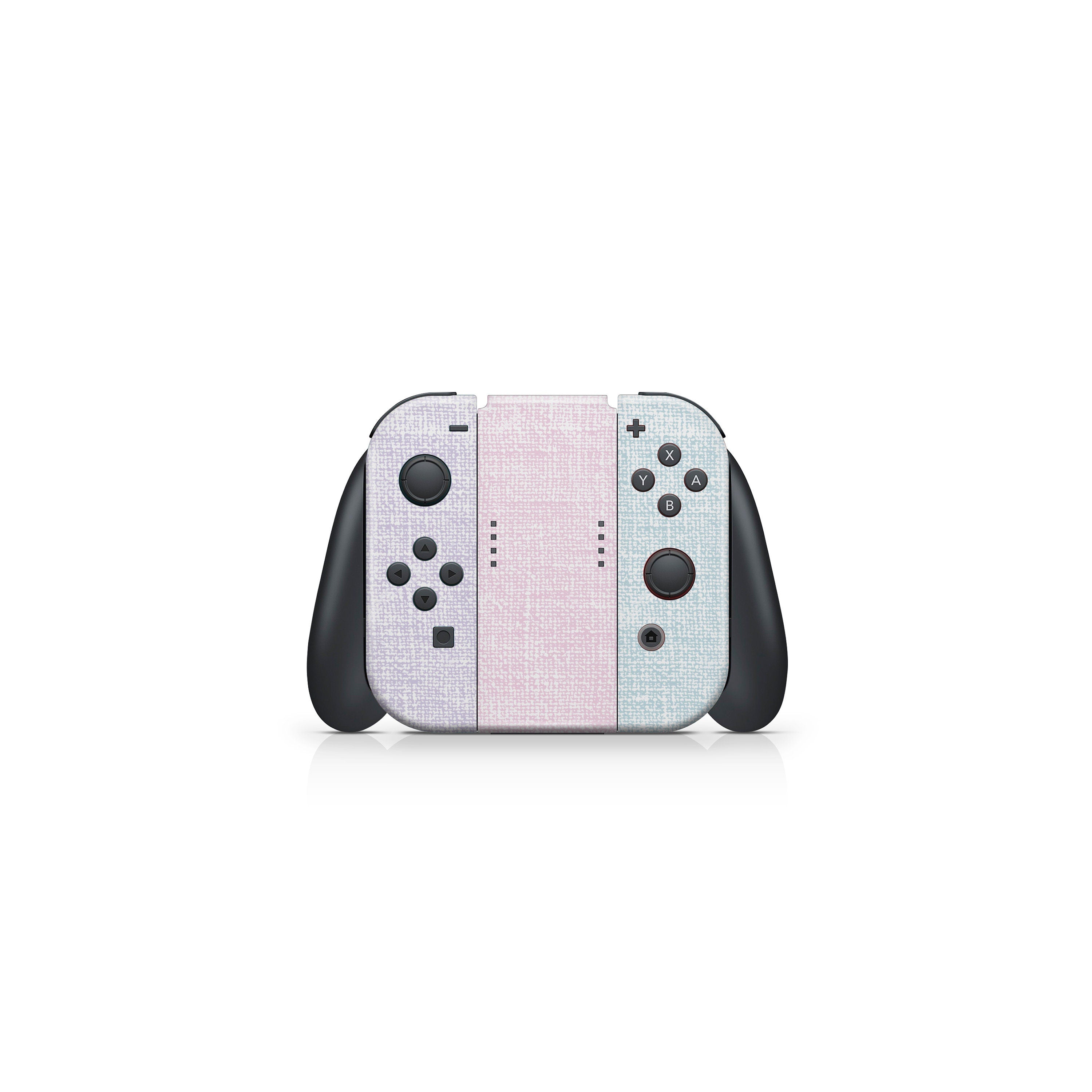 Retro Pastel nintendo switches skin ,Fabric texture Colorwave switch skin Blue, Pink, & YELLOW Color Blocking skin Full cover 3m