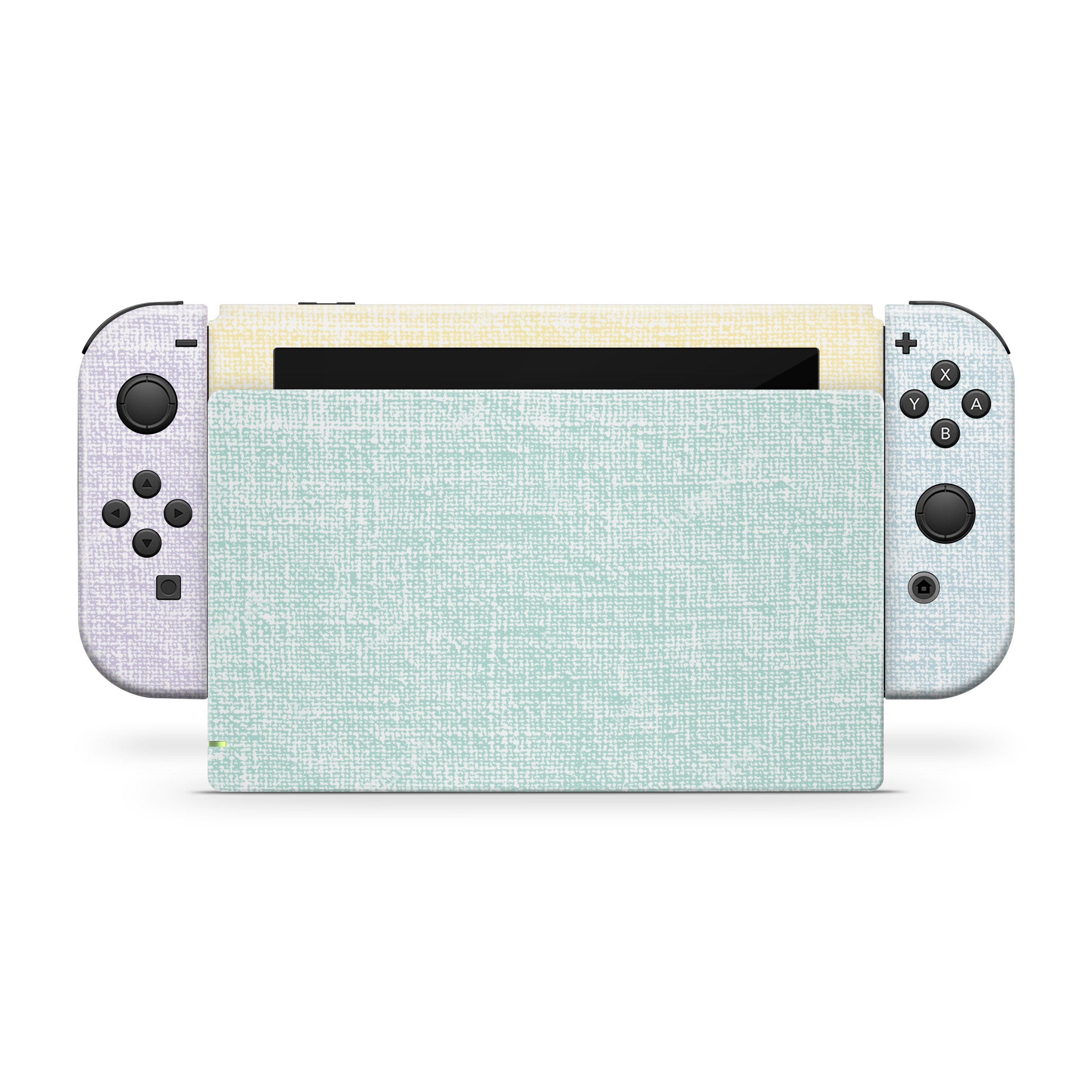 Retro Pastel nintendo switches skin ,Fabric texture Colorwave switch skin Blue, Pink, & YELLOW Color Blocking skin Full cover 3m