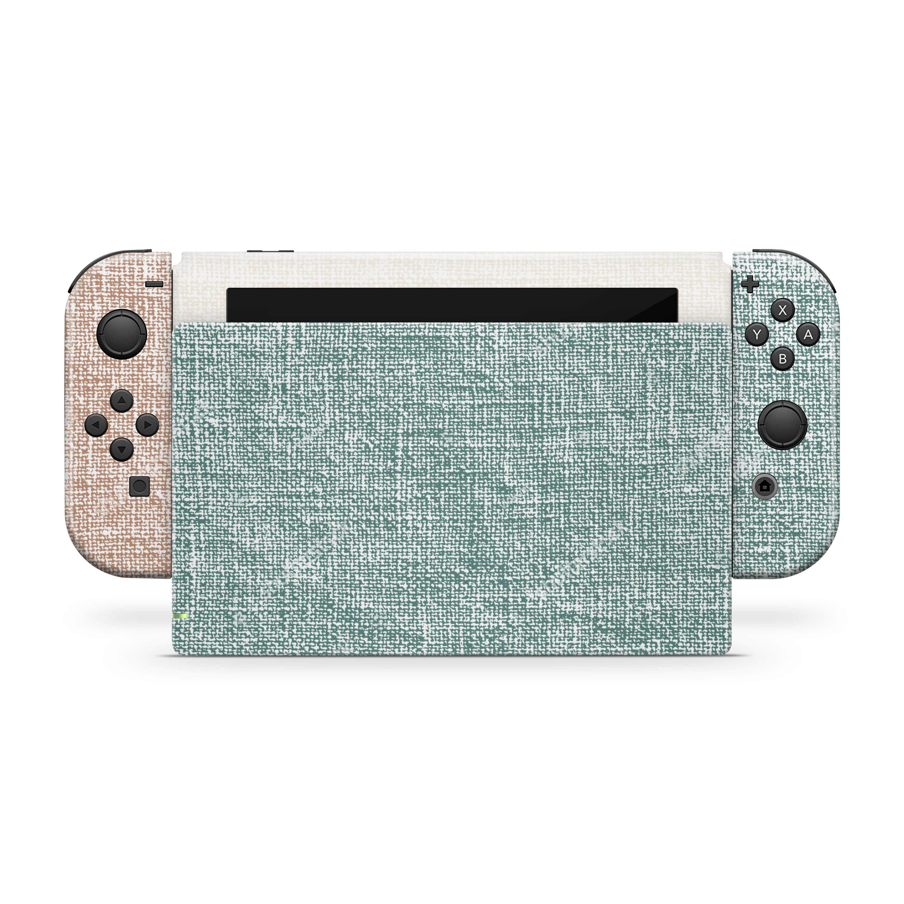 Retro Pastel nintendo switches skin ,Fabric texture Colorwave switch skin Green & brown Color Blocking skin Full cover 3m