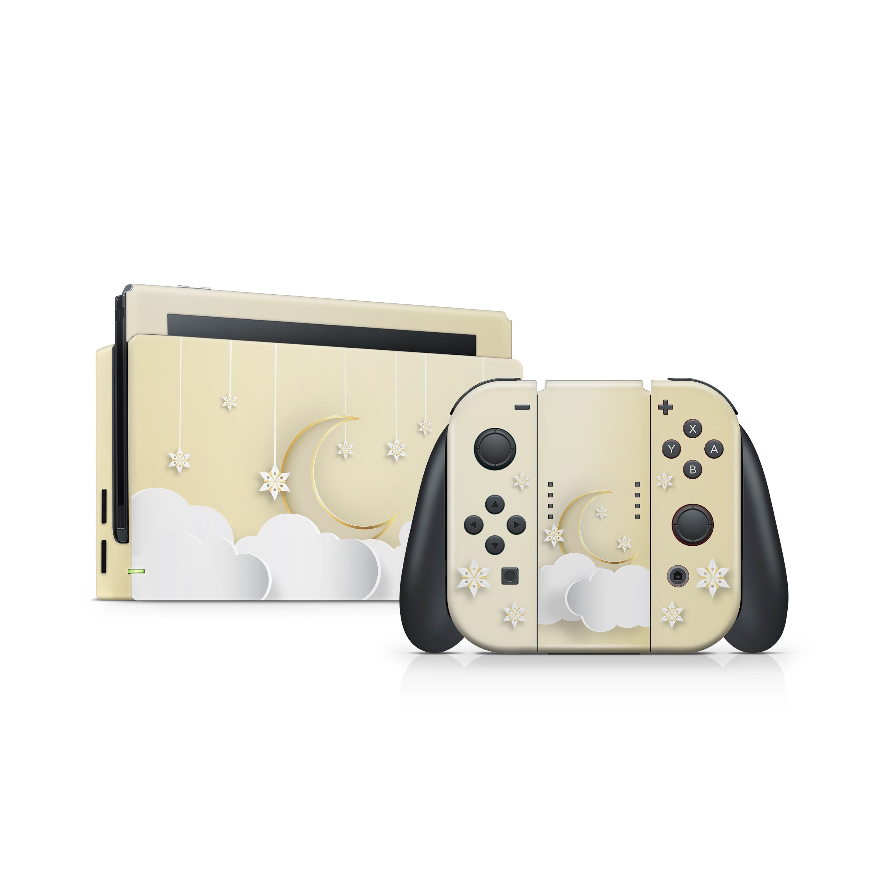 Nintendo switches skin Clouds, Pastel vanilla cream Moon switch skin sky Stars Full wrap 3m