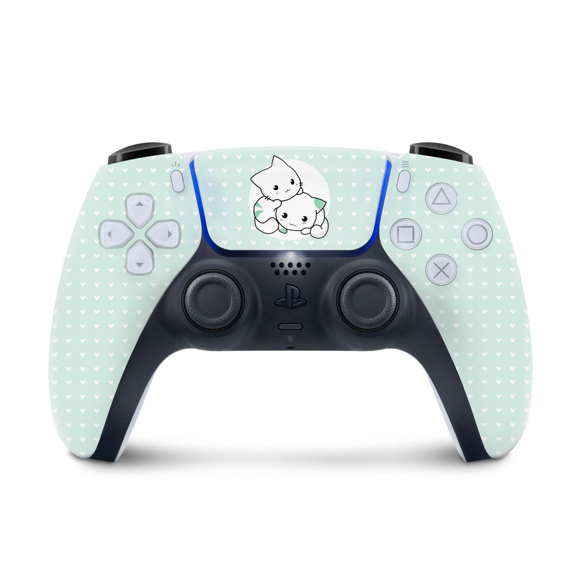 Kawaii ps5 controller skin, Pastel green Vinyl 3m stickers for Playstation 5 controller, Cute cat Full wrap decal cover