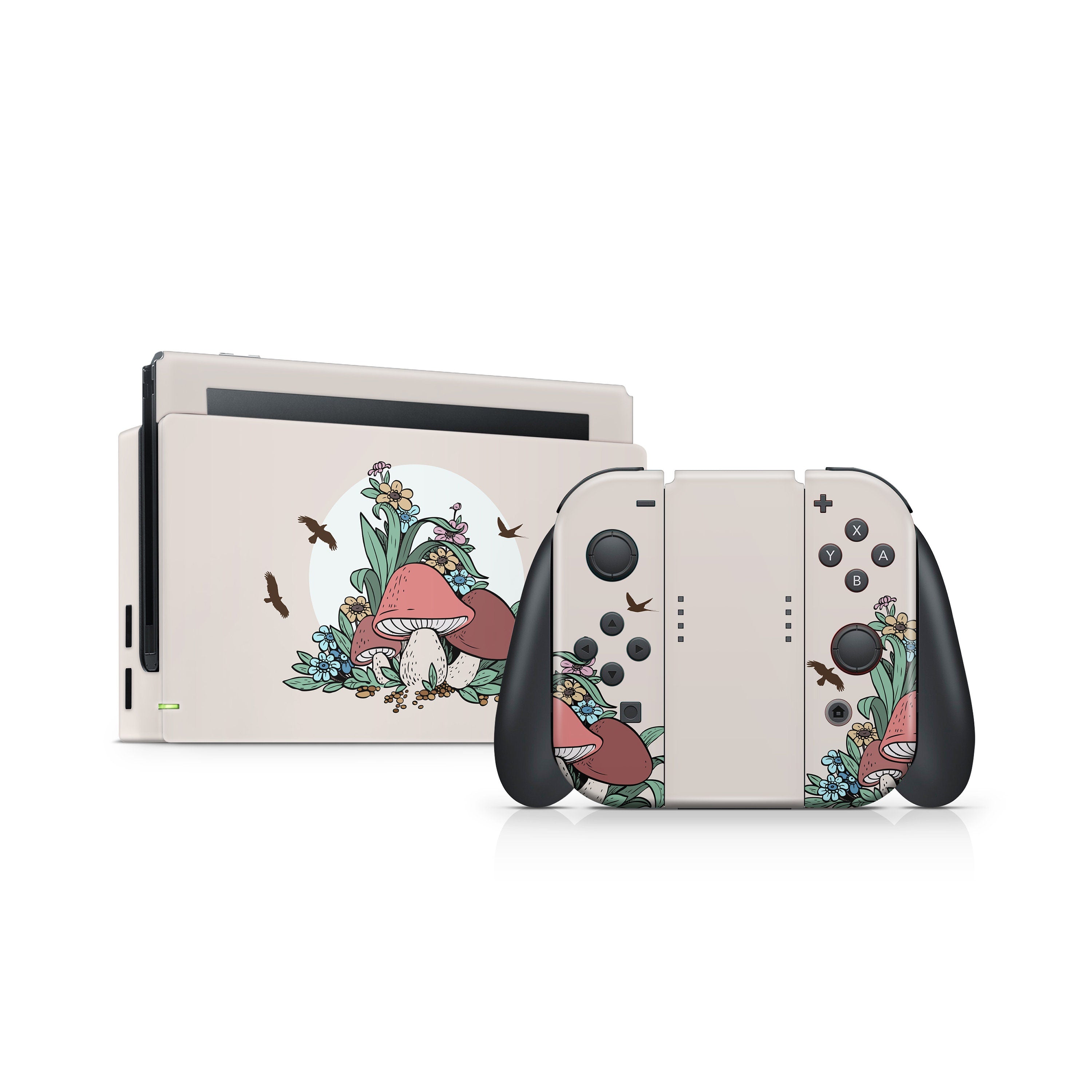 Cute Mushroom nintendo switches skin ,Kawaii switch oled skin  Full cover 3m pastel stickers