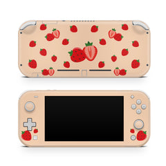 Nintendo switch Lite skin, Cute strawberry switches lite skin coffee cream color Full cover 3m