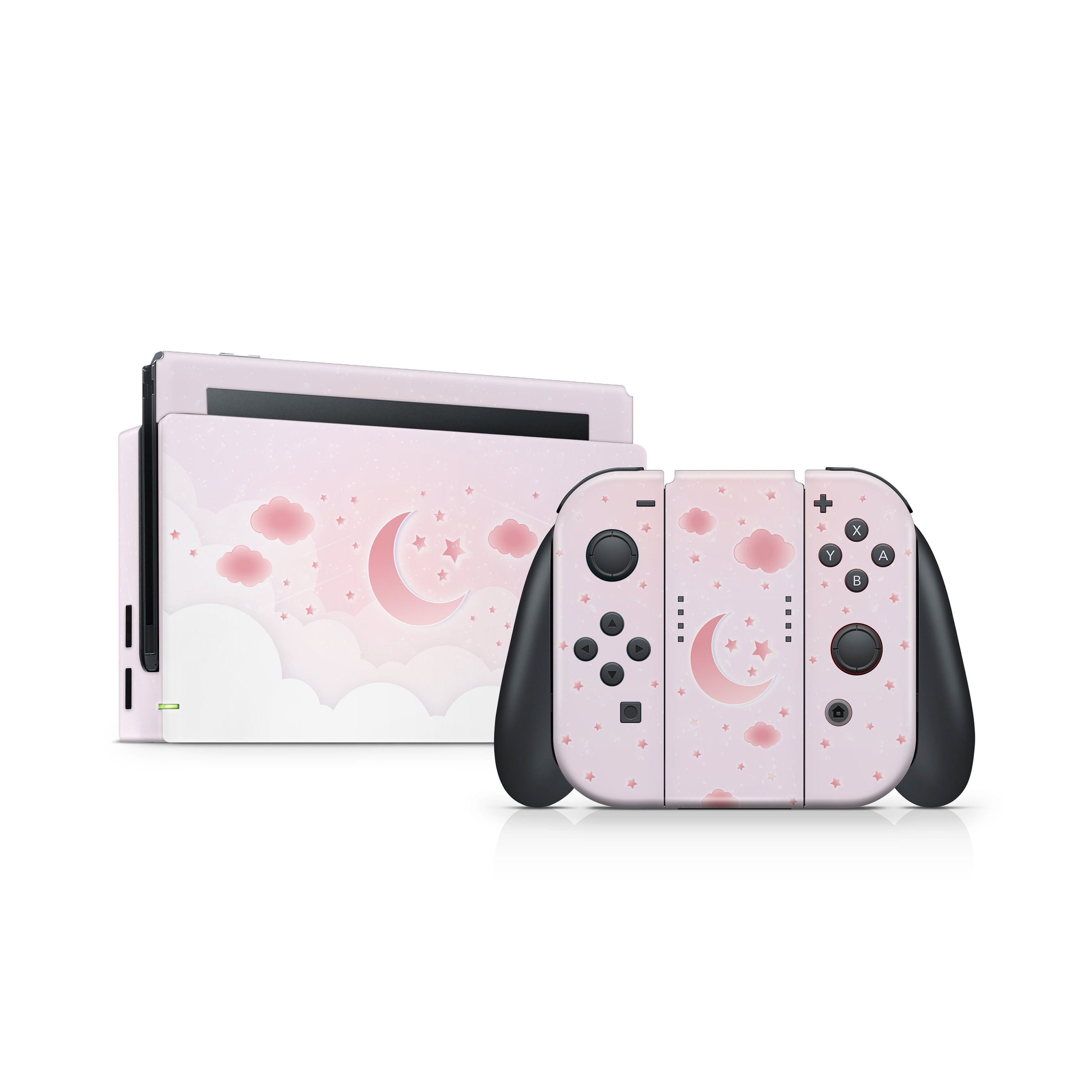 Nintendo switches skin pastel pink Clouds, Moon switch skin Full wrap 3m