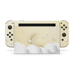 Nintendo switches skin Clouds, Pastel vanilla cream Moon switch skin sky Stars Full wrap 3m