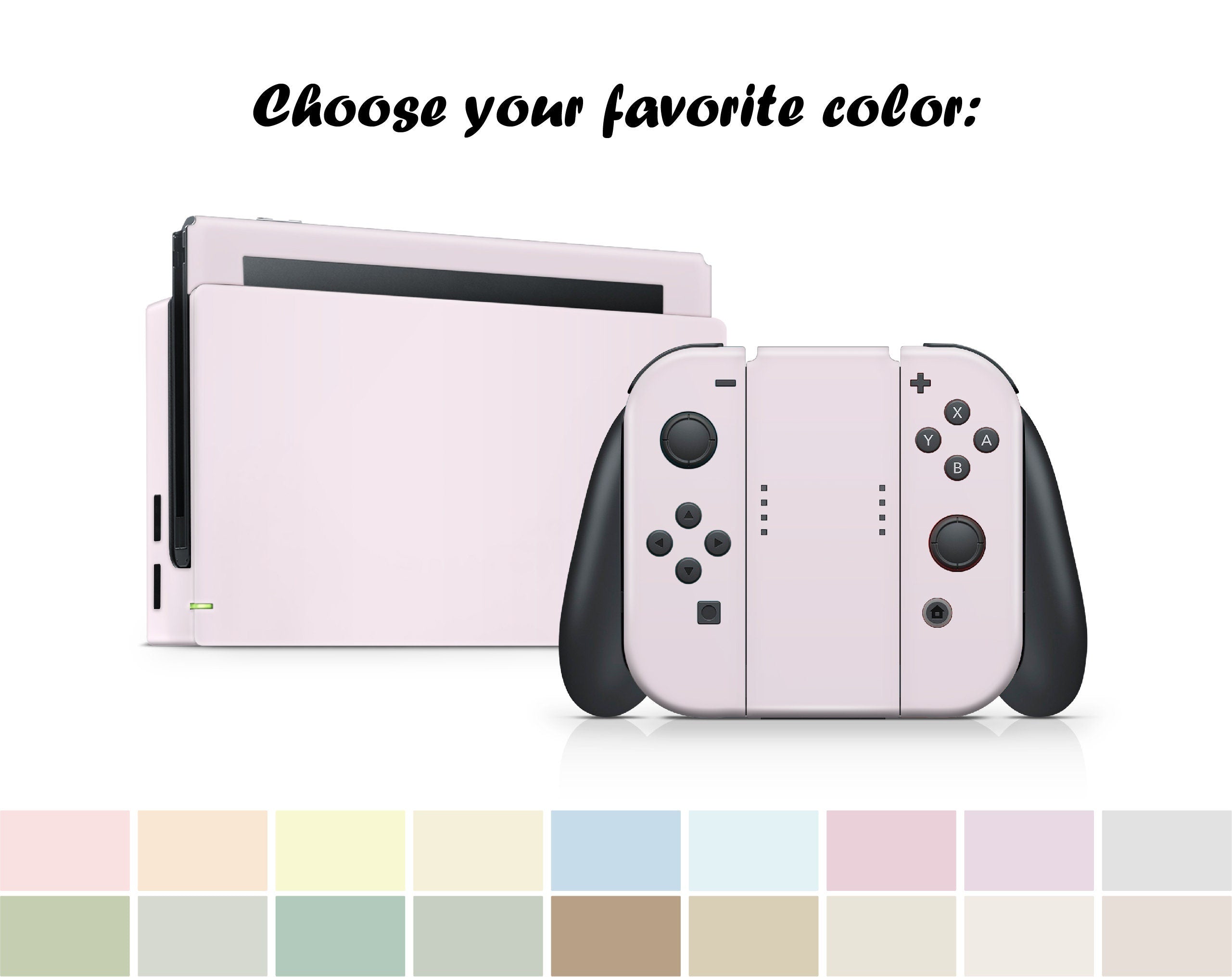 Classic Nintendo Switches skin solid color block, Simple switch skin PInk, Blue, Green and Off-white Full cover 3m