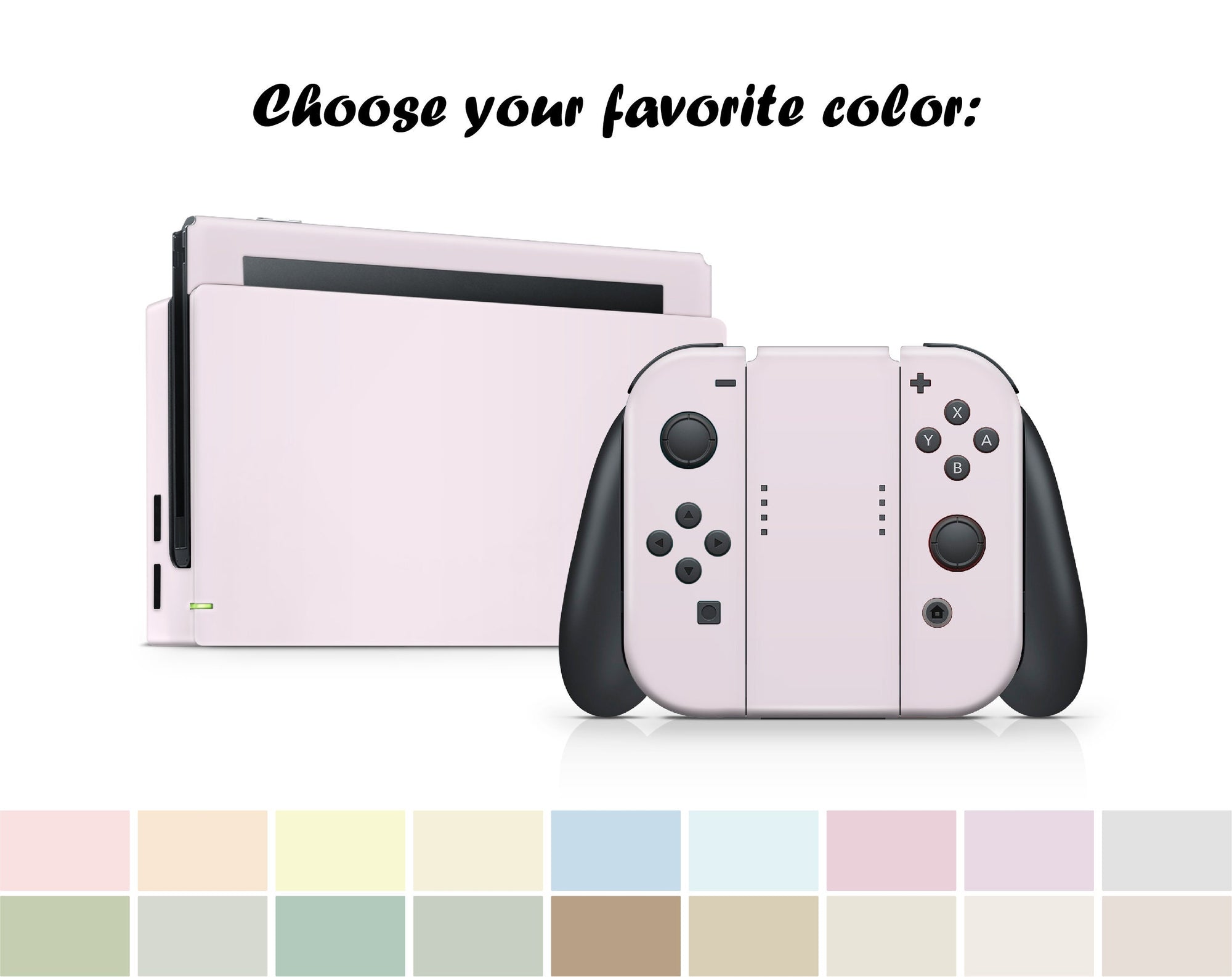 Classic Nintendo Switches skin solid color block, Simple switch skin PInk, Blue, Green and Off-white Full cover 3m