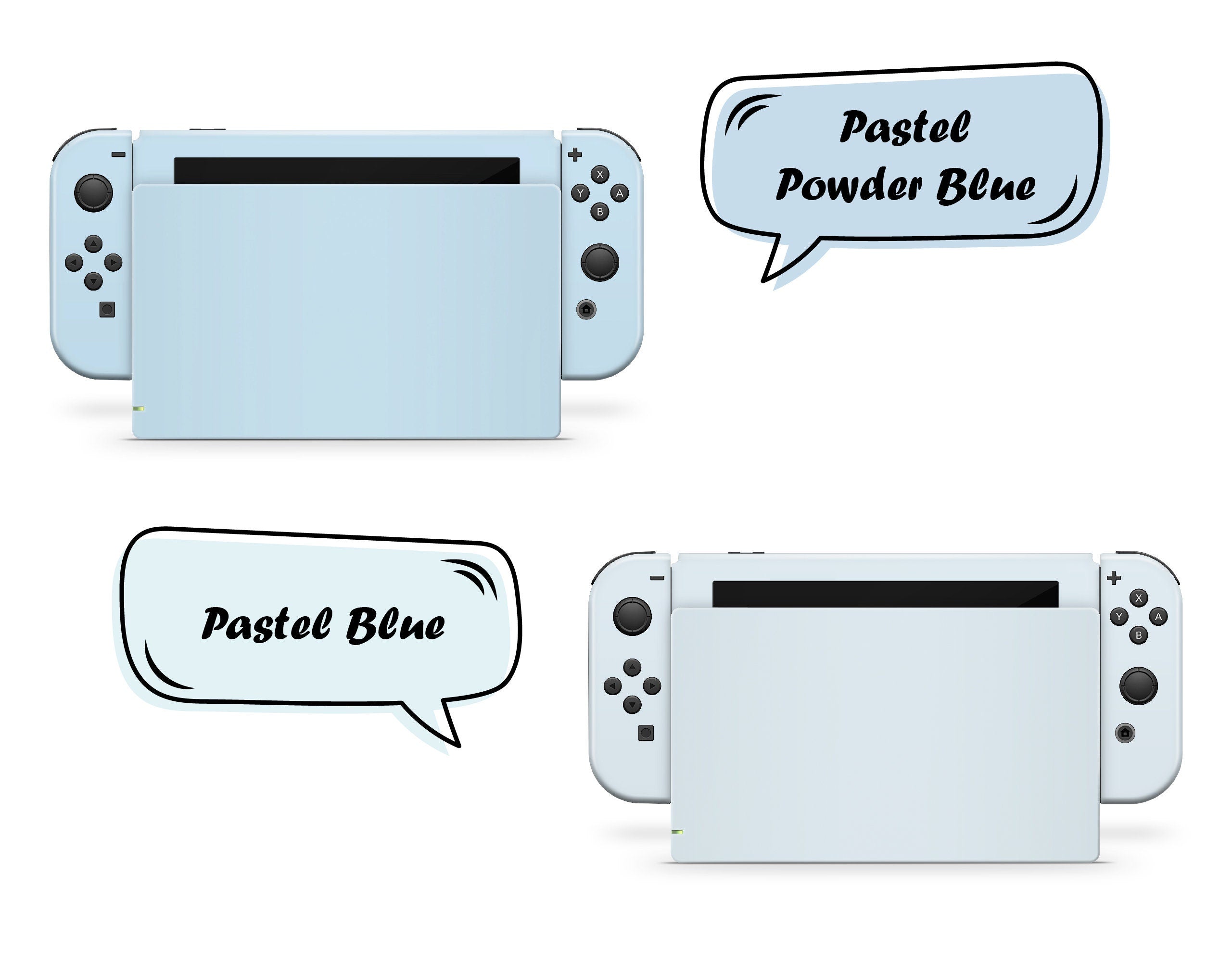 Classic Nintendo Switches skin solid color block, Simple switch skin PInk, Blue, Green and Off-white Full cover 3m