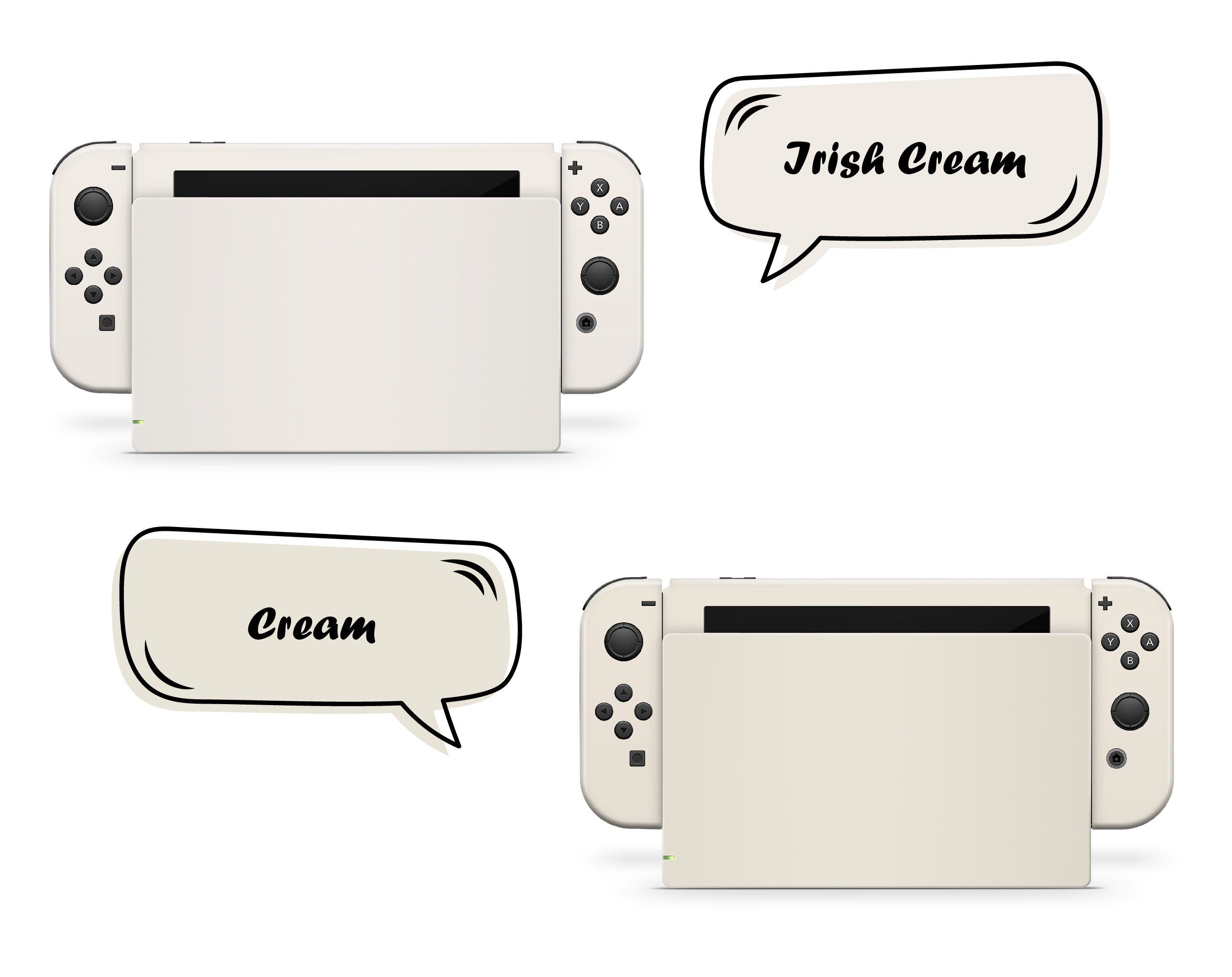 Classic Nintendo Switches skin solid color block, Simple switch skin PInk, Blue, Green and Off-white Full cover 3m