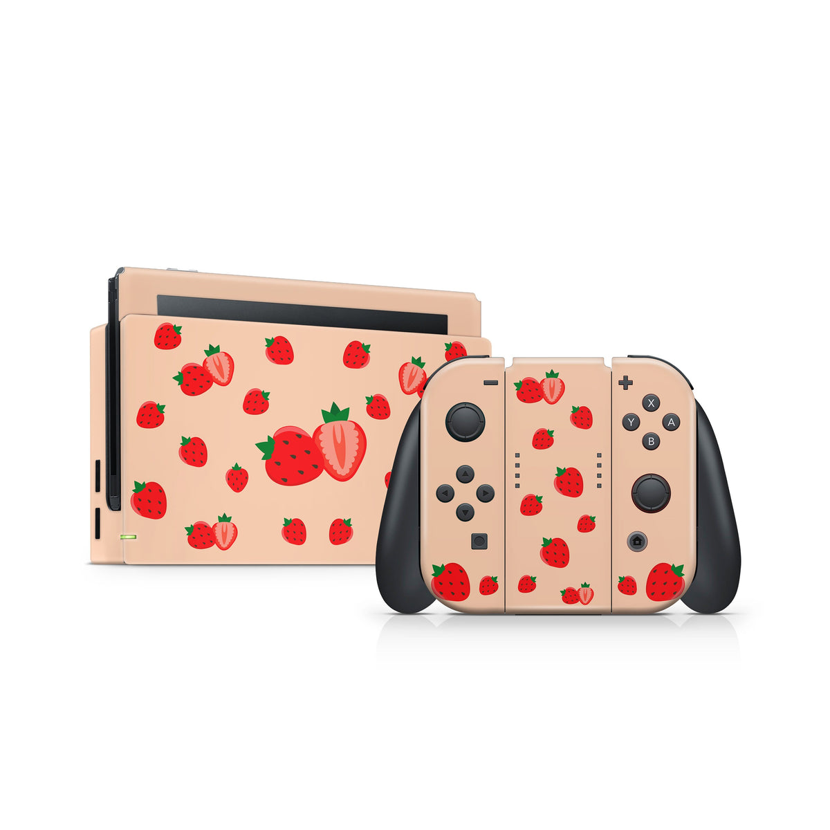 TACKY DESIGN Cute Strawberry Nintendo Switch Skin Wrap | Coffee Color 3M Vinyl Cover