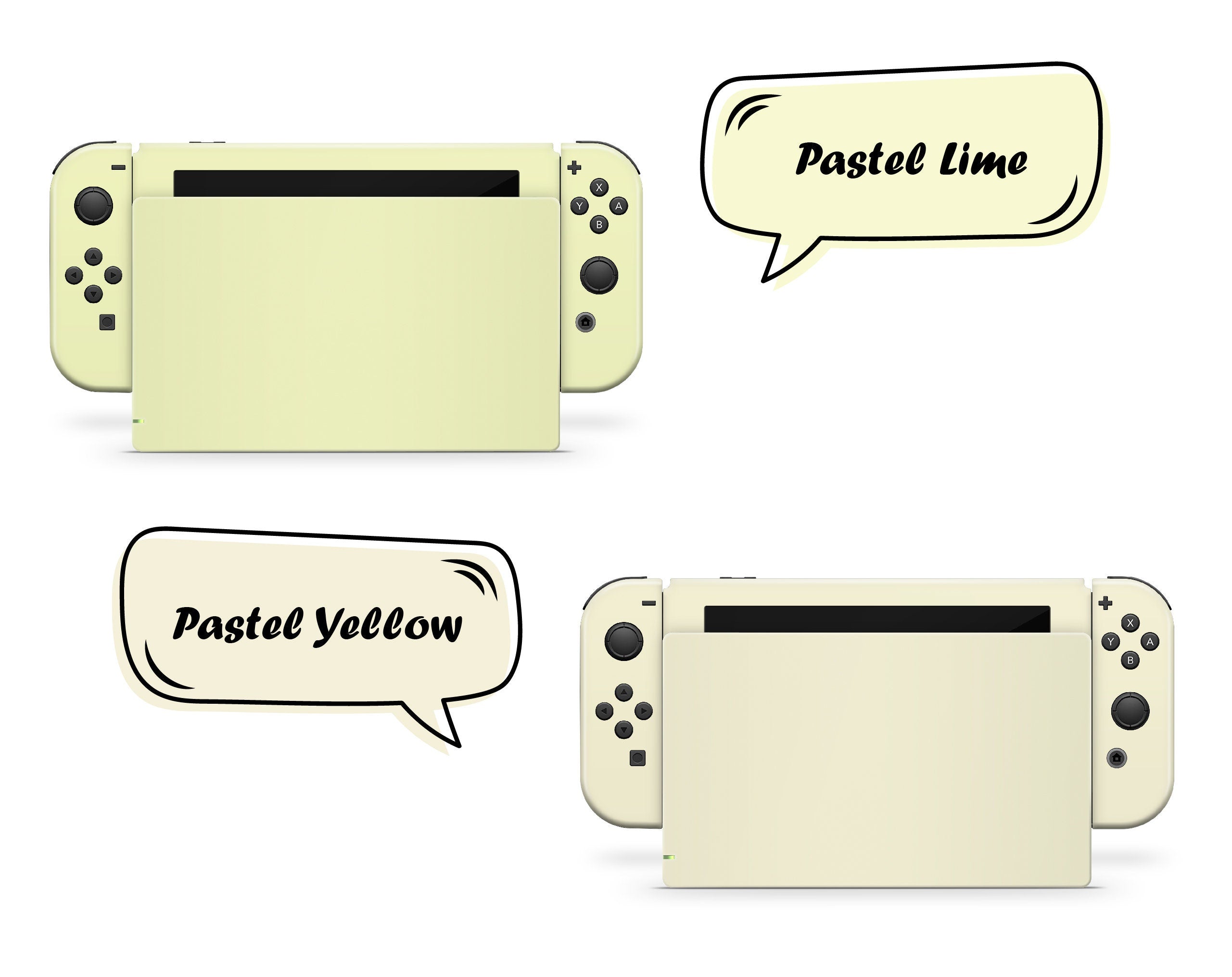 Classic Nintendo Switches skin solid color block, Simple switch skin PInk, Blue, Green and Off-white Full cover 3m