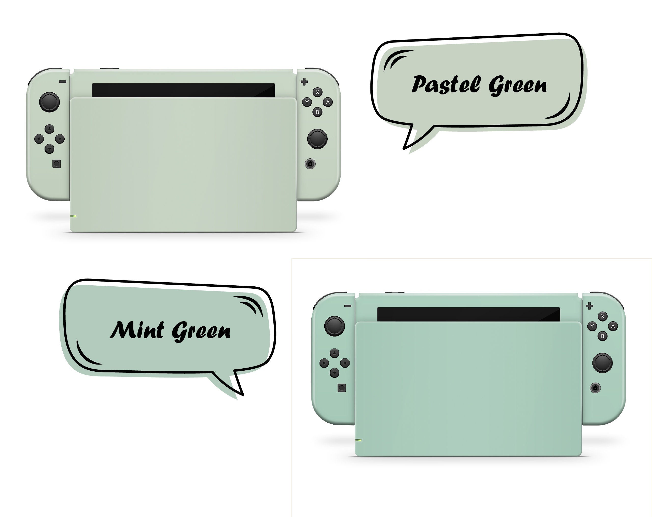 Classic Nintendo Switches skin solid color block, Simple switch skin PInk, Blue, Green and Off-white Full cover 3m