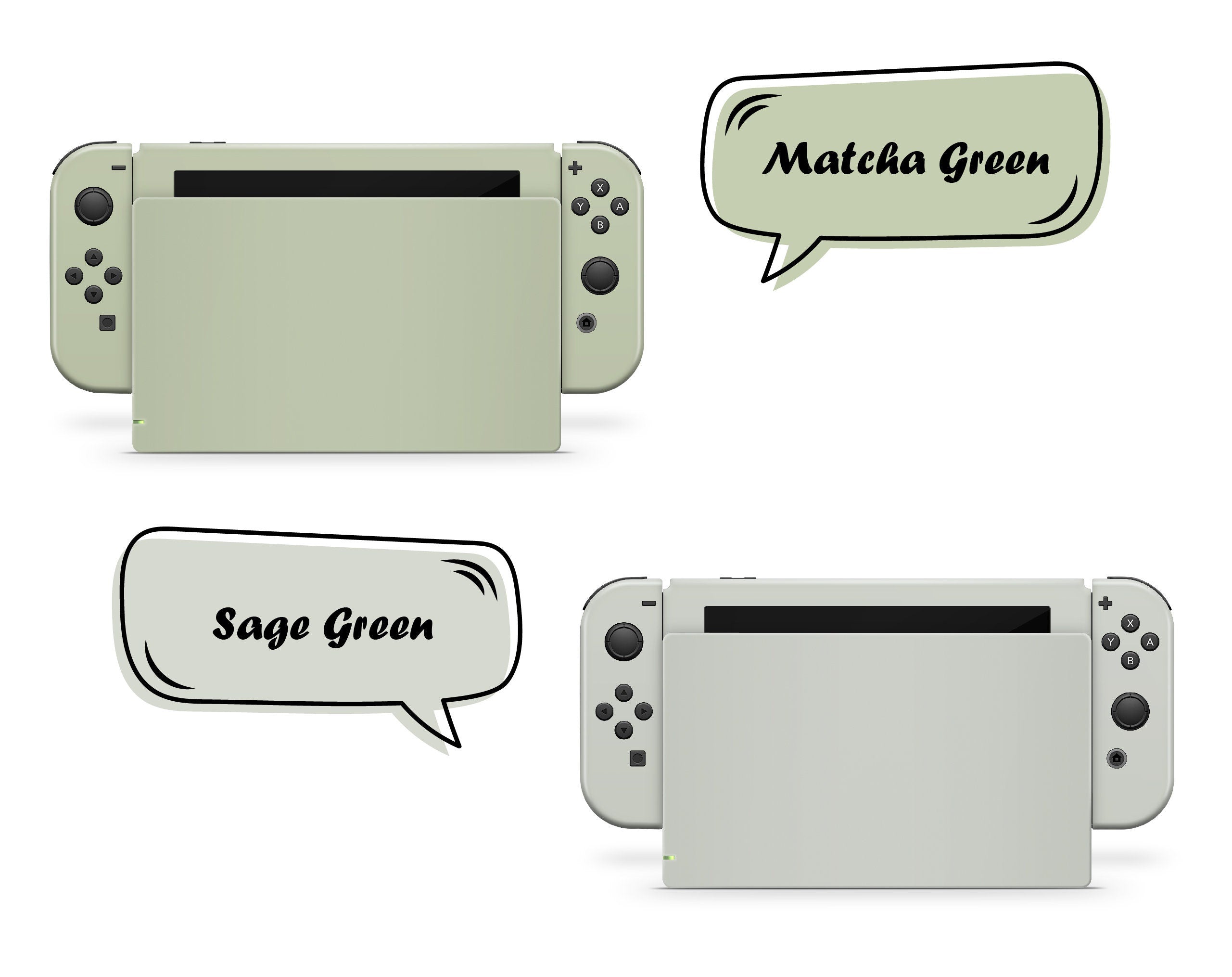 Classic Nintendo Switches skin solid color block, Simple switch skin PInk, Blue, Green and Off-white Full cover 3m