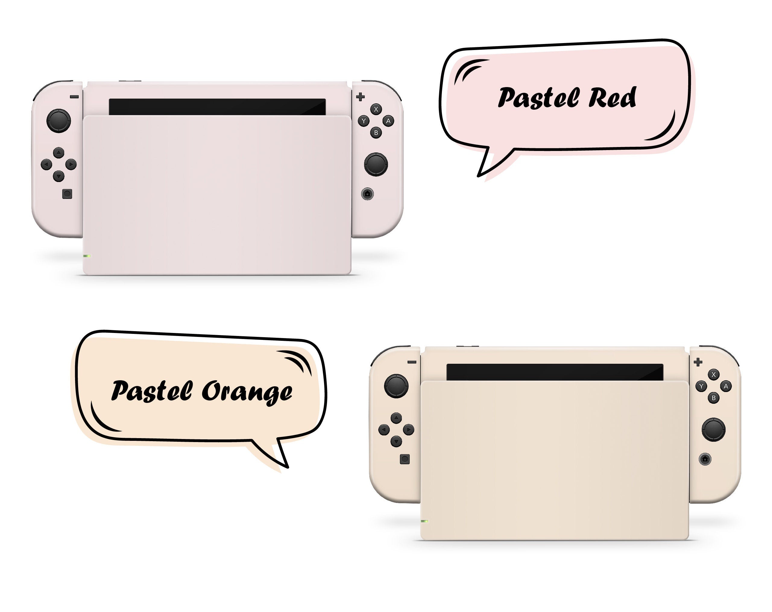 Classic Nintendo Switches skin solid color block, Simple switch skin PInk, Blue, Green and Off-white Full cover 3m