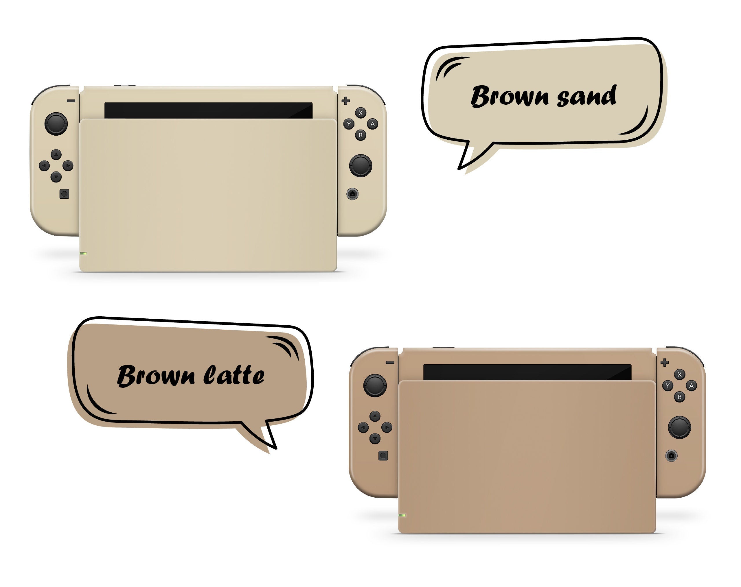 Classic Nintendo Switches skin solid color block, Simple switch skin PInk, Blue, Green and Off-white Full cover 3m