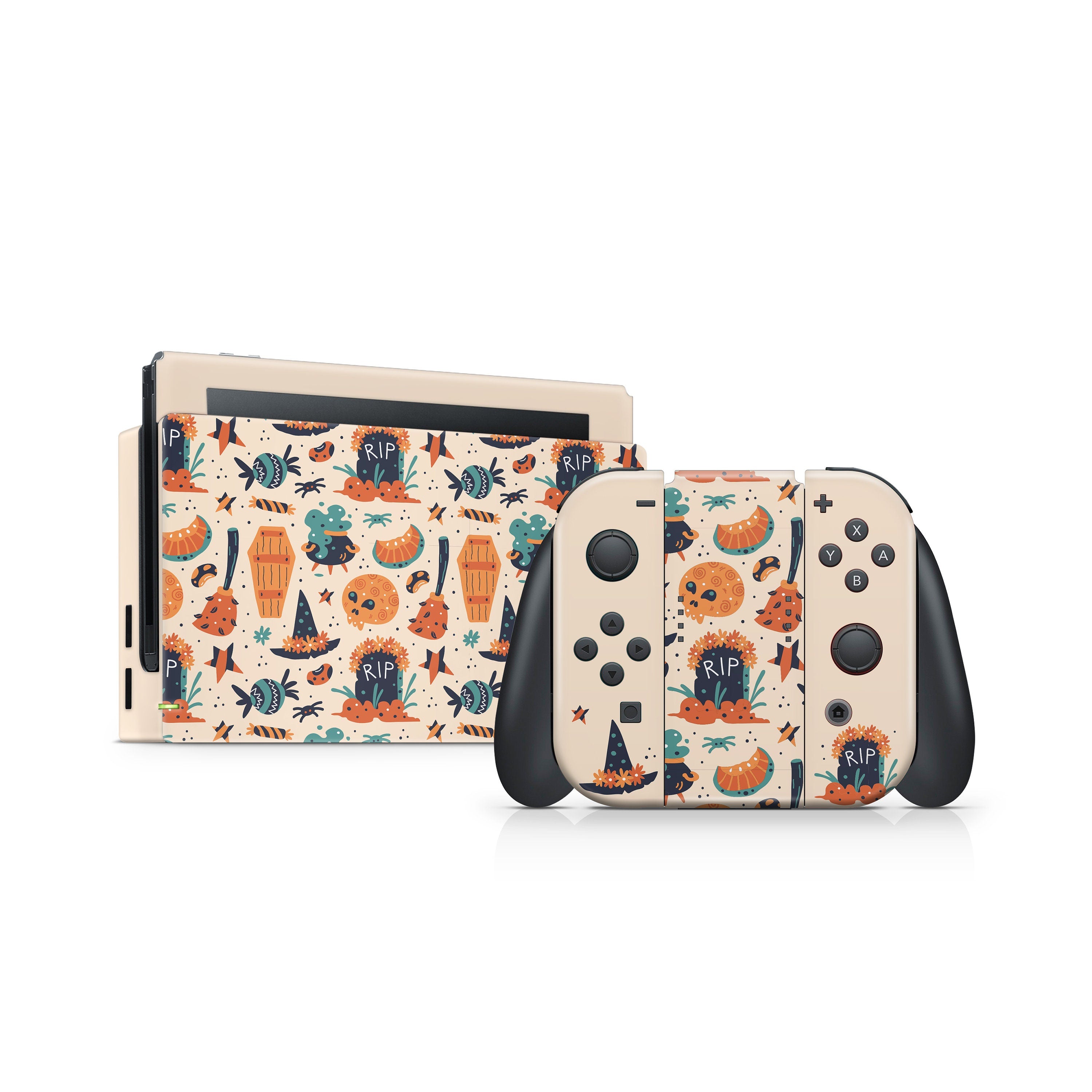 Halloween nintendo switches skin spooky Pumpkin ,Beige Witch switch skin Full cover decal vinyl 3m stickers