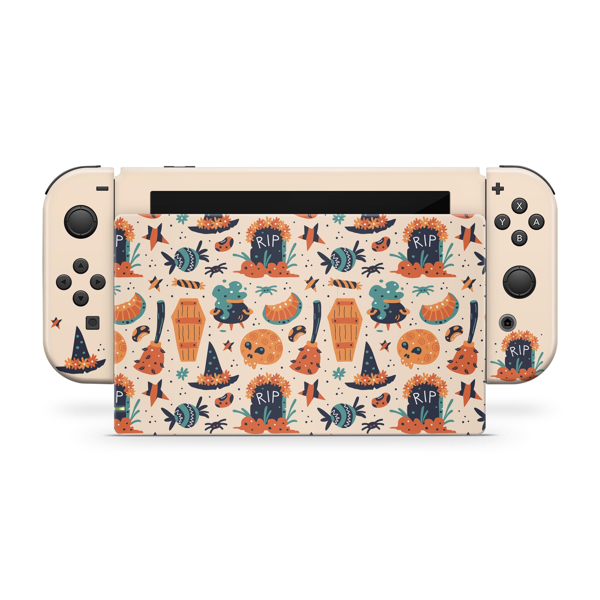 Halloween nintendo switches skin spooky Pumpkin ,Beige Witch switch skin Full cover decal vinyl 3m stickers