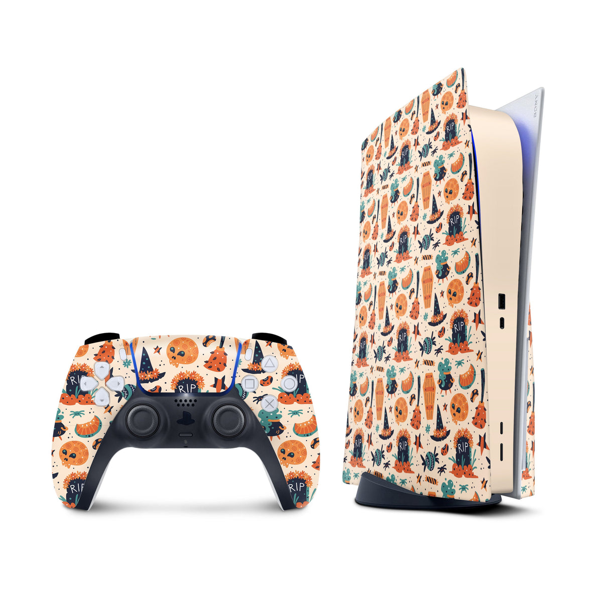 Halloween Ps5 skin, Spooky Pumpkin Playstation 5 controller skin, Full cover decal vinyl 3m stickers