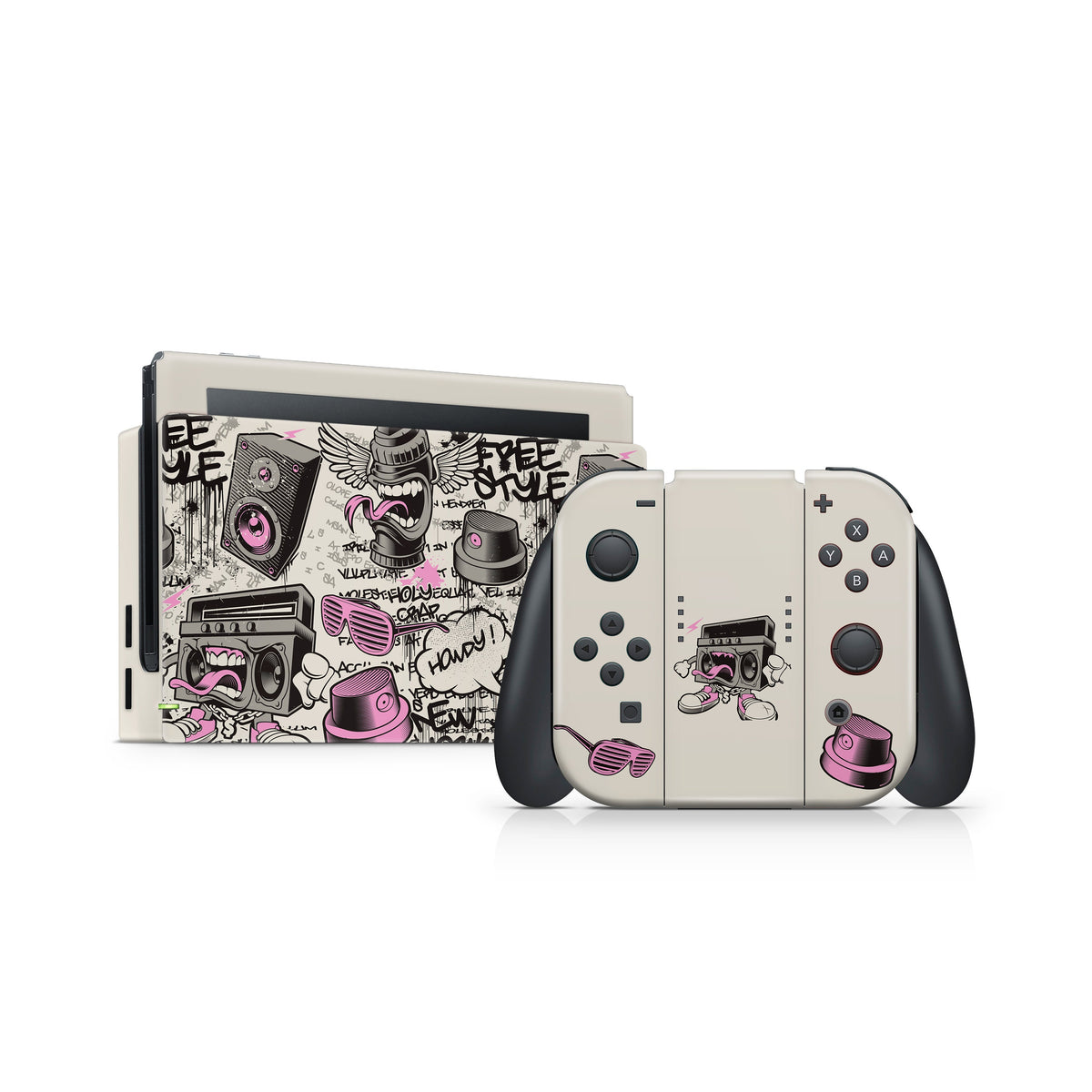 TACKY DESIGN Graffiti Nintendo Switch Skin Wrap | Halloween Pink 3M Vinyl Cover