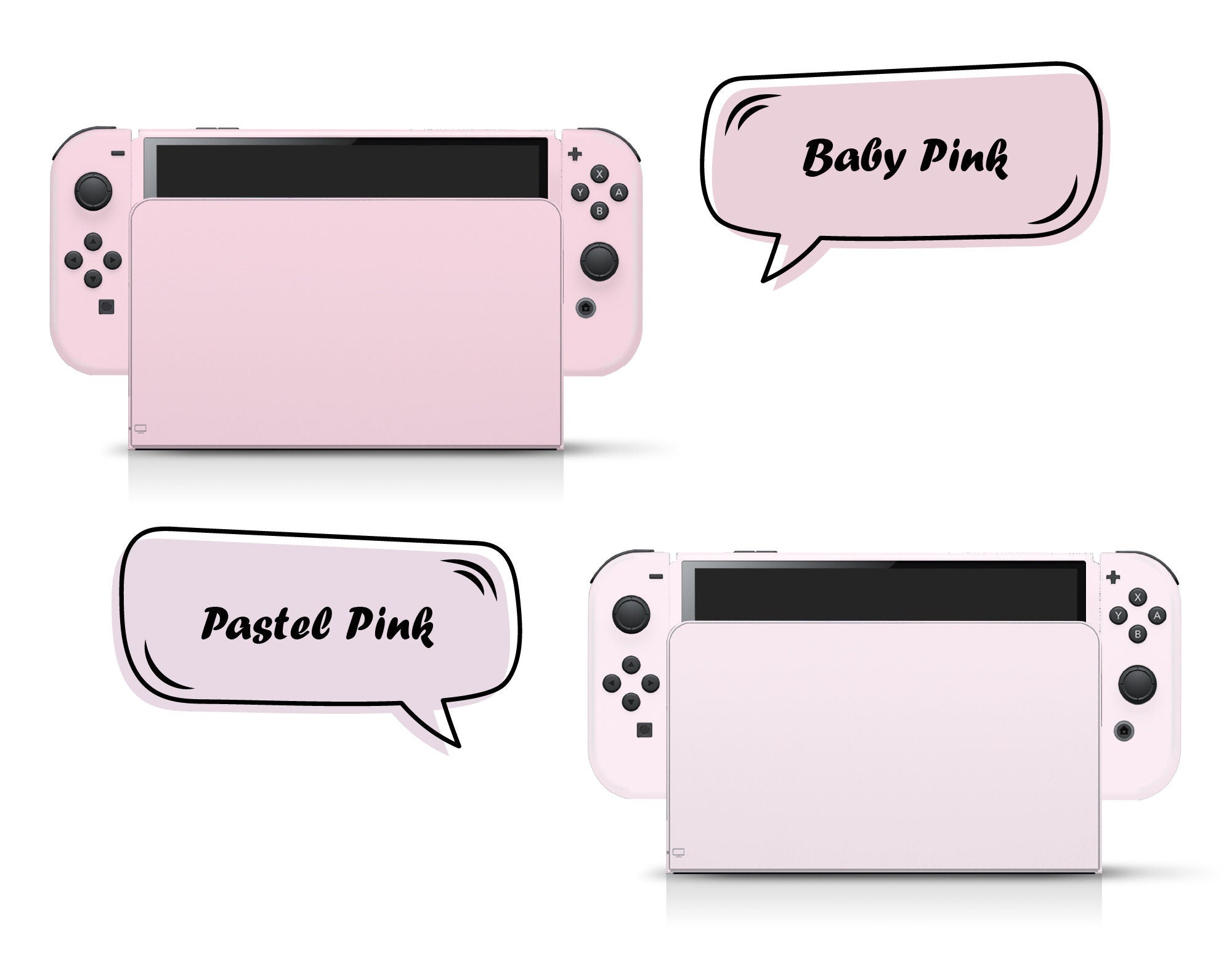 Classic Nintendo Switches oled skin solid color block, Simple switch oled skin PInk, Blue, Green and Off-white Full cover 3m