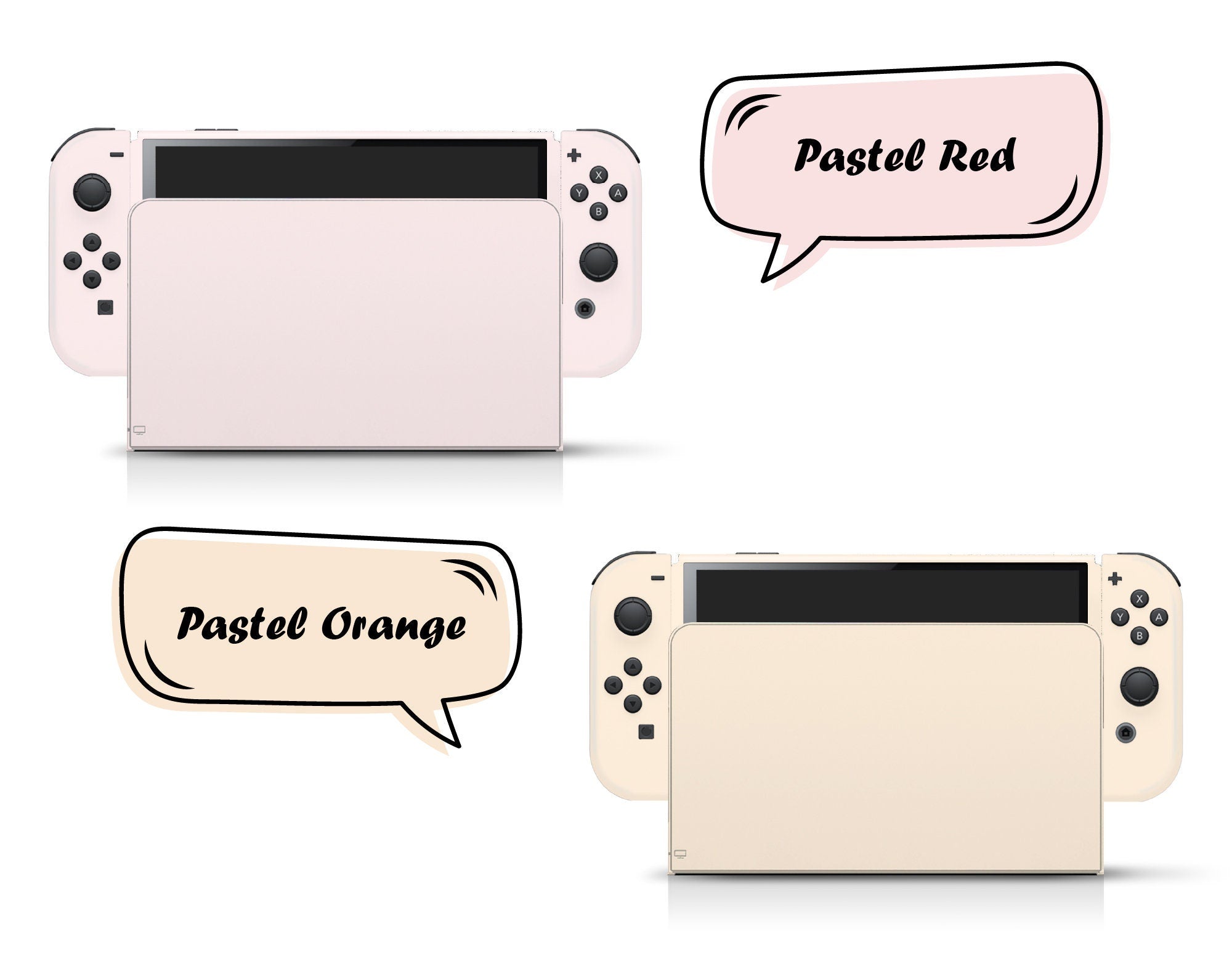 Classic Nintendo Switches oled skin solid color block, Simple switch oled skin PInk, Blue, Green and Off-white Full cover 3m