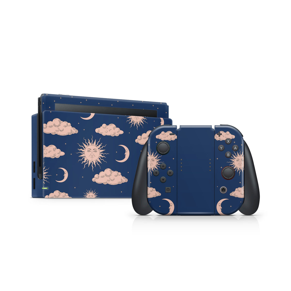 TACKY DESIGN Blue Nintendo Switch Skin Wrap | Clouds, Moon, and Sun 3M Vinyl Cover