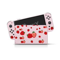 Nintendo switches oled skin strawberry, Cute pink switch oled skin Full wrap 3m