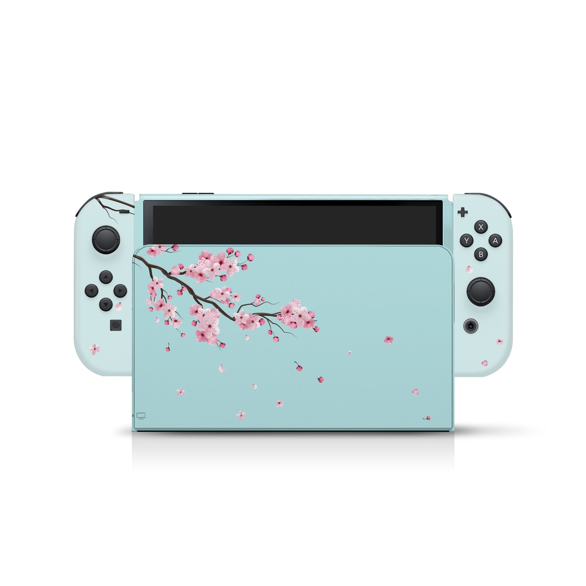 Nintendo switches oled skin Sakura, Blue Cherry blossom switch oled skin Full wrap 3m