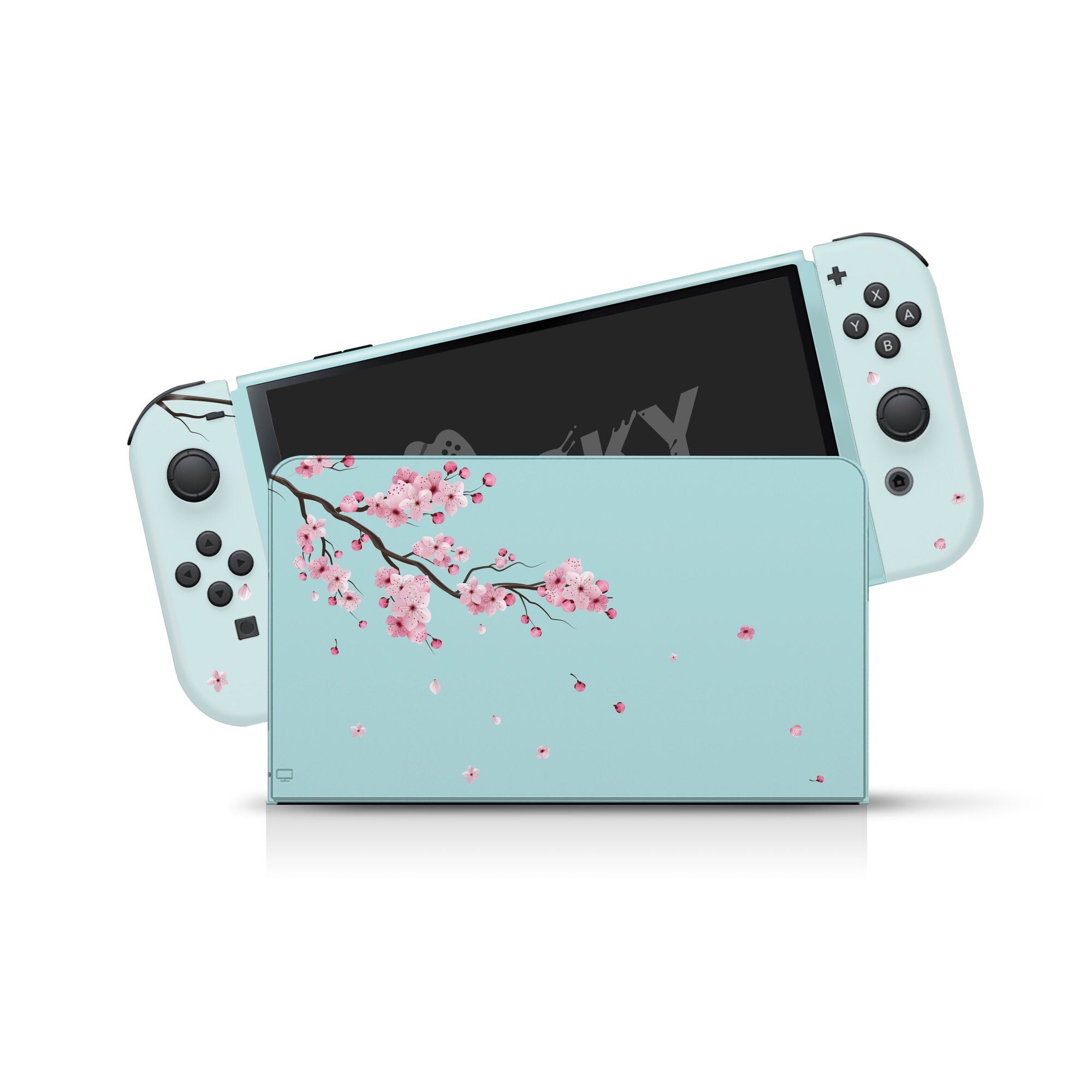 Nintendo switches oled skin Sakura, Blue Cherry blossom switch oled skin Full wrap 3m