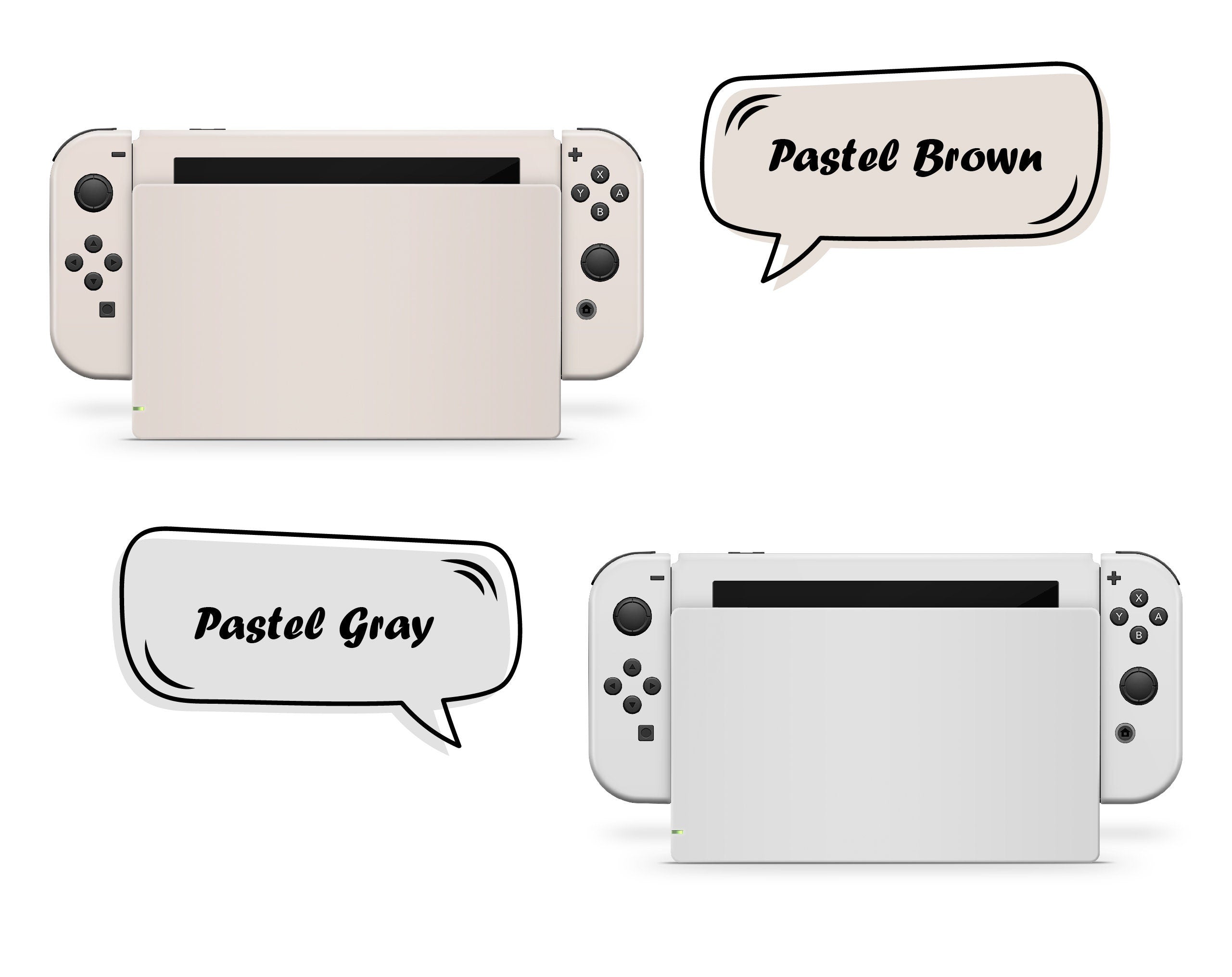 Classic Nintendo Switches skin solid color block, Simple switch skin PInk, Blue, Green and Off-white Full cover 3m